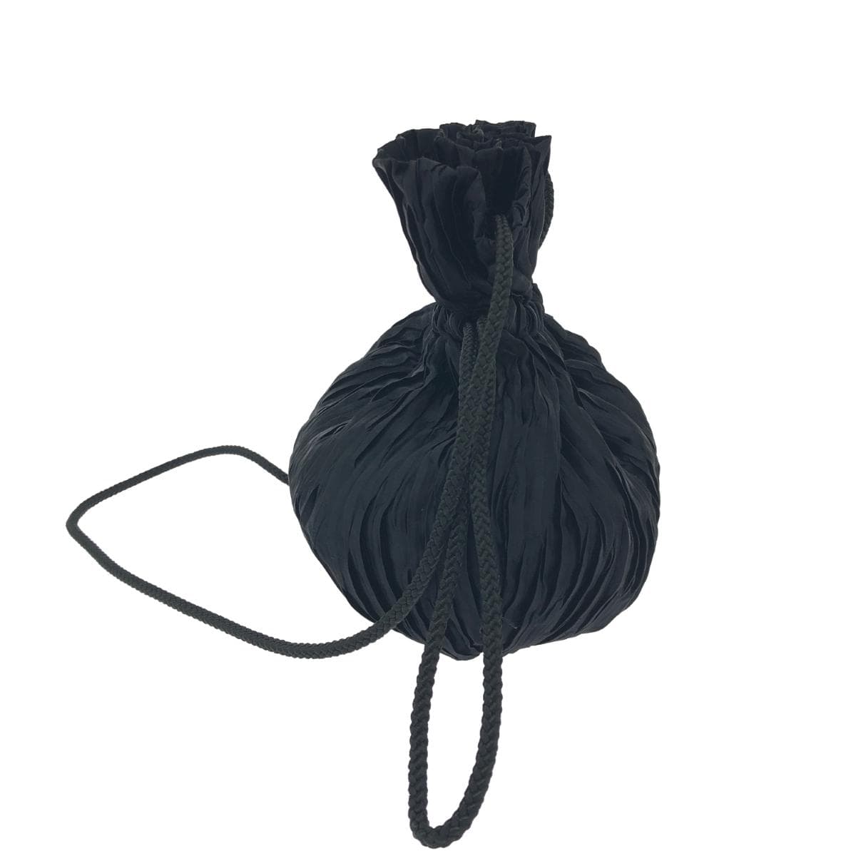 LA BAGAGERIE Drawstring Shoulder Bag Good Condition Satin Black Women's 2