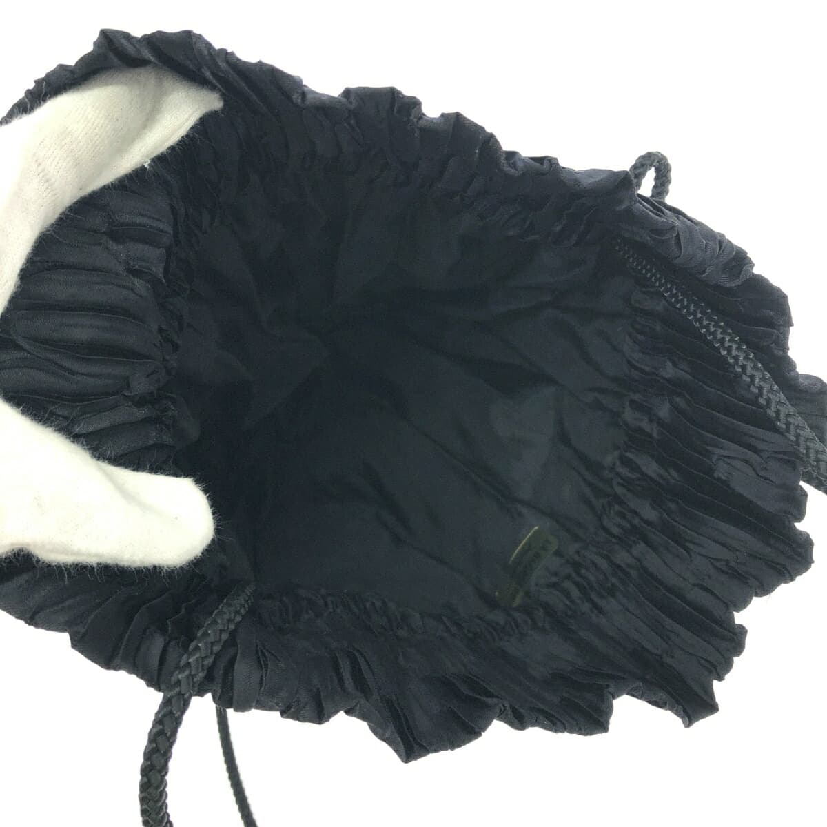 LA BAGAGERIE Drawstring Shoulder Bag Good Condition Satin Black Women's 6