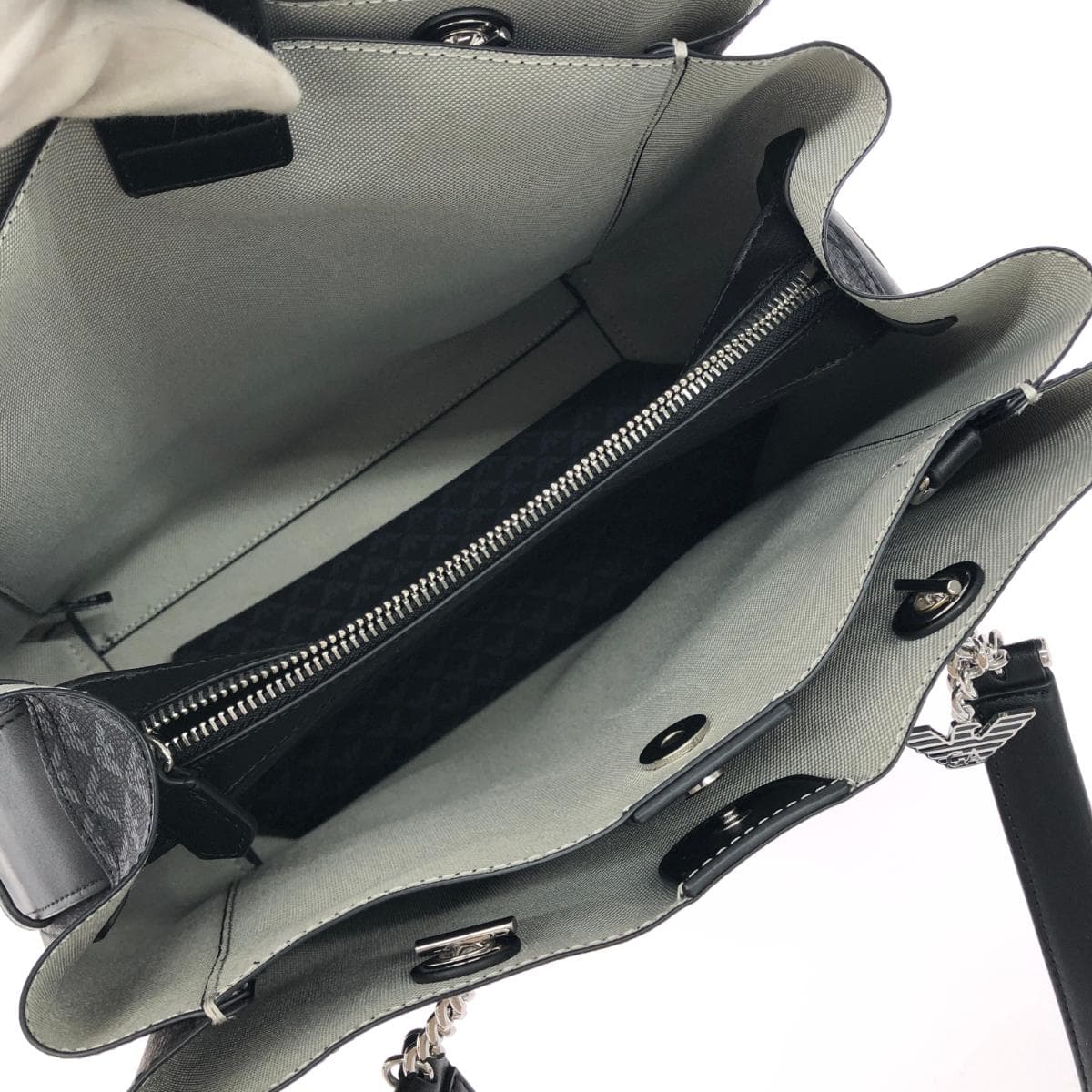 EMPORIO ARMANI 2WAY bag in excellent condition, all-over eagle pattern, black, for women 7