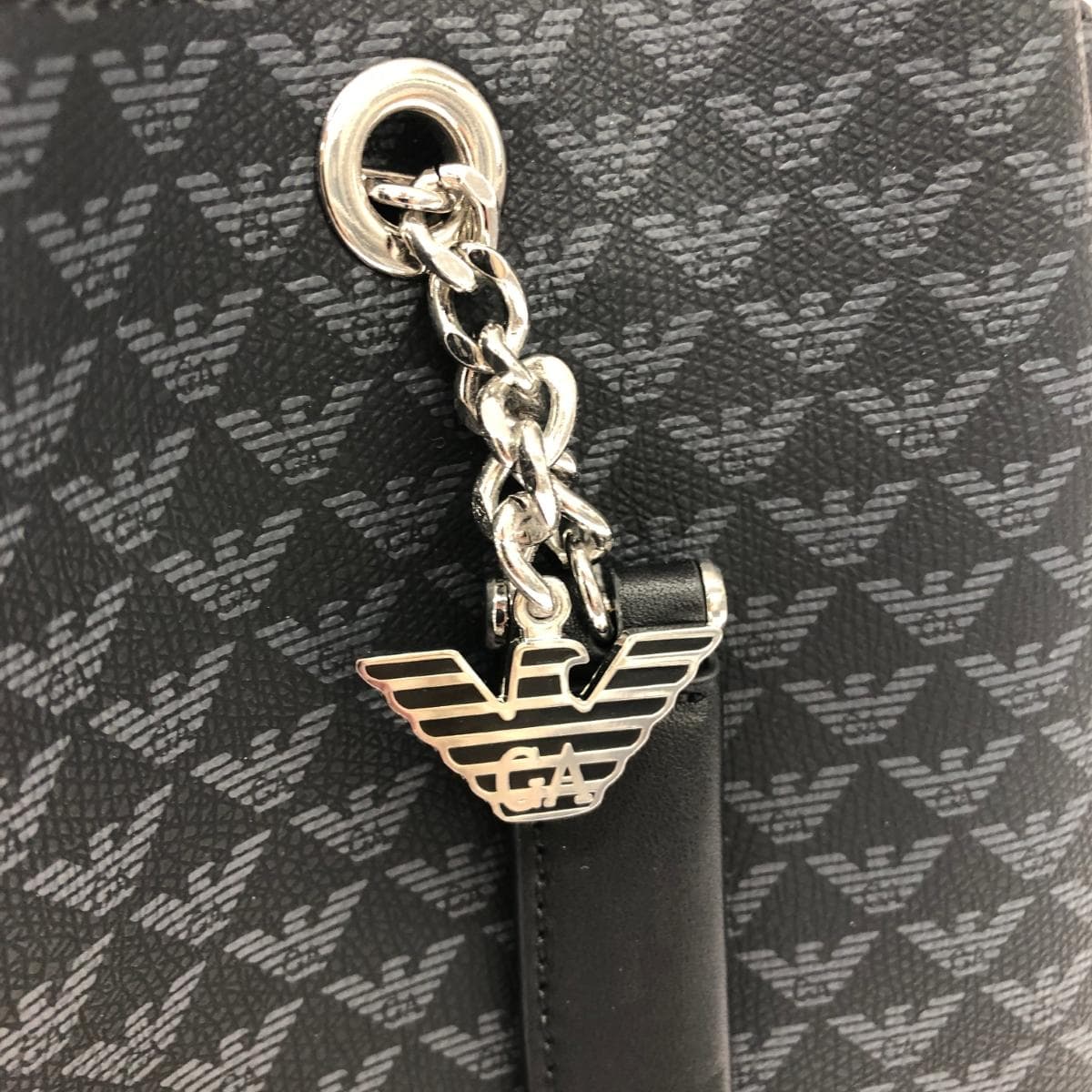 EMPORIO ARMANI 2WAY bag in excellent condition, all-over eagle pattern, black, for women 9