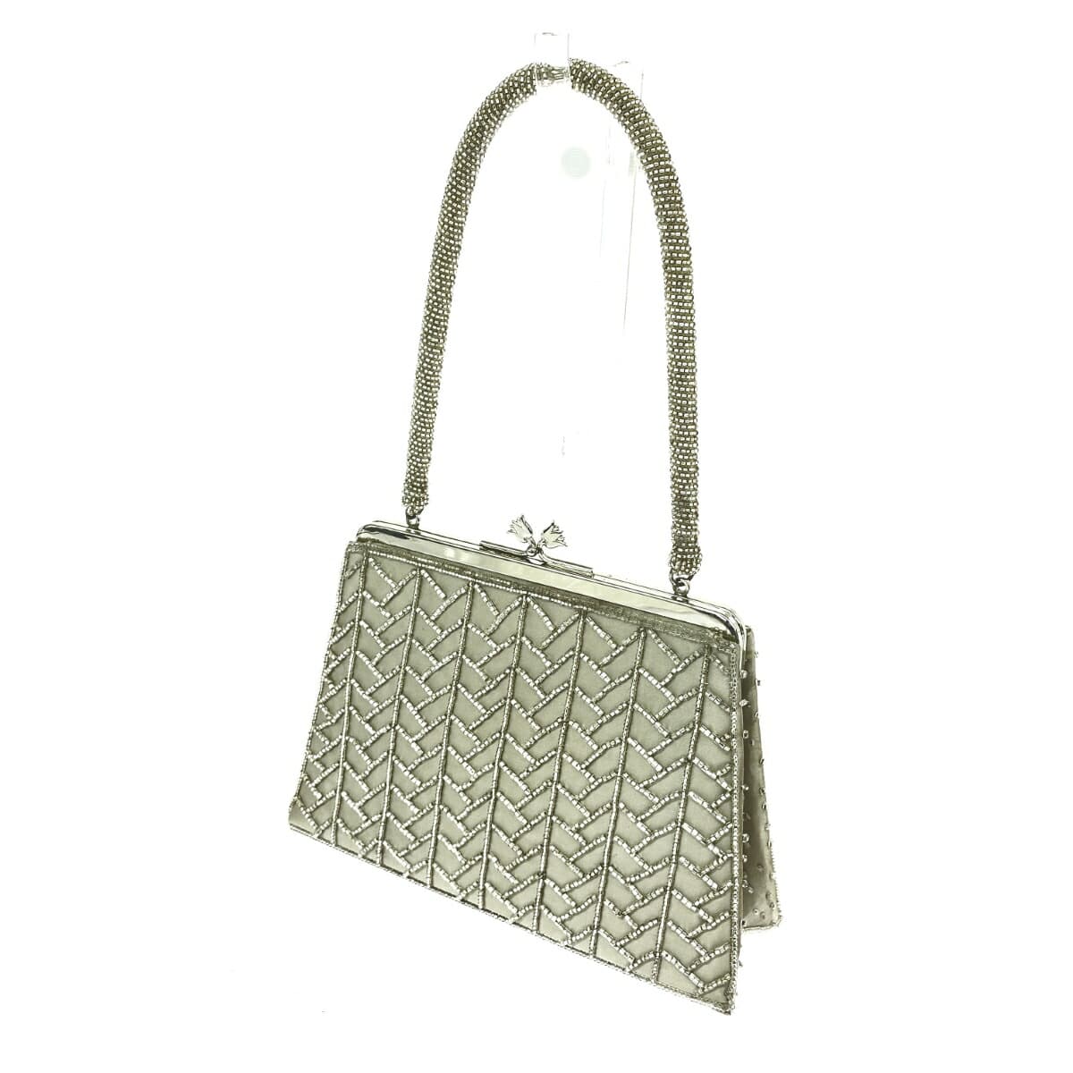 ROPE Ropé clasp handbag, Japanese style, beads, satin, gray, ladies 3