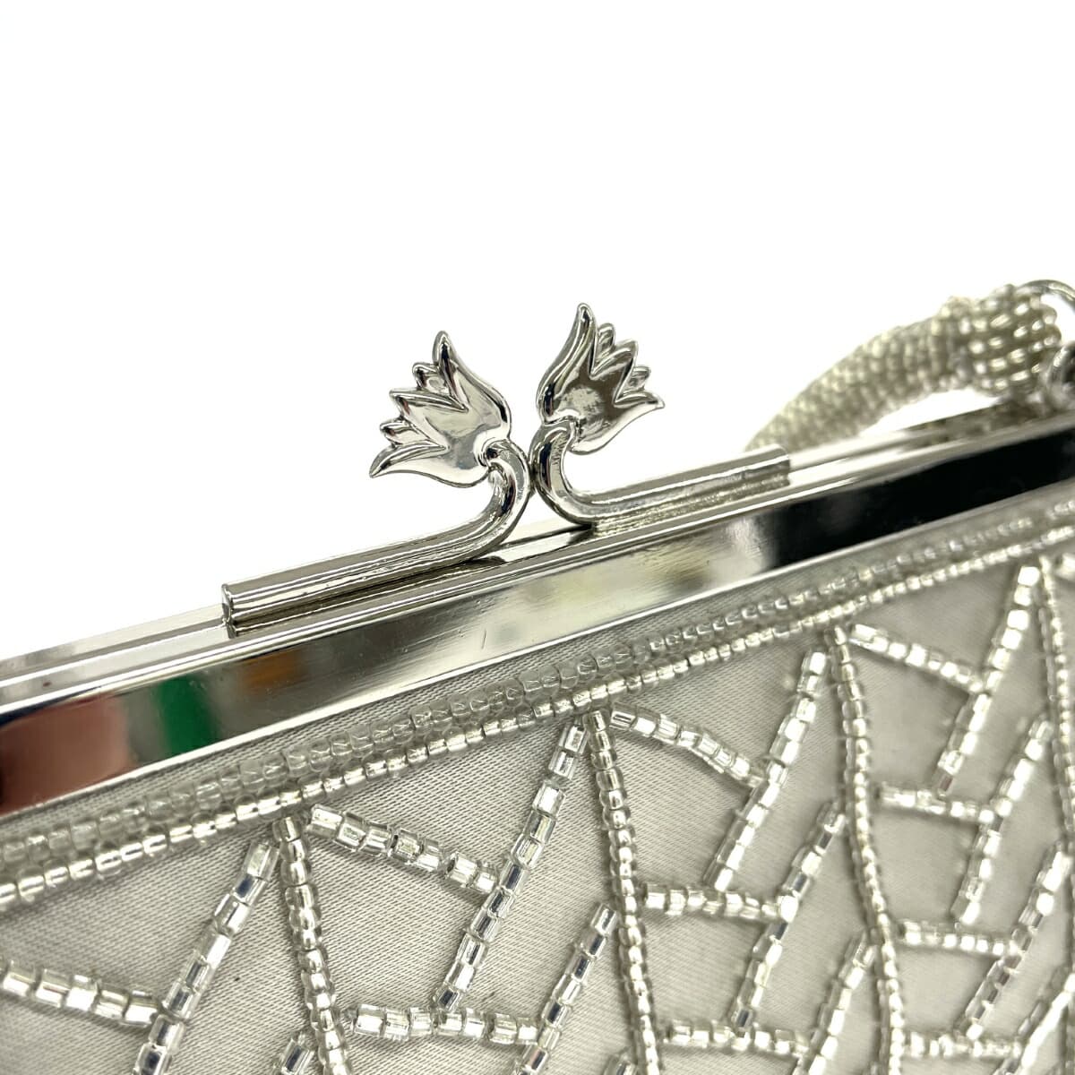 ROPE Ropé clasp handbag, Japanese style, beads, satin, gray, ladies 8