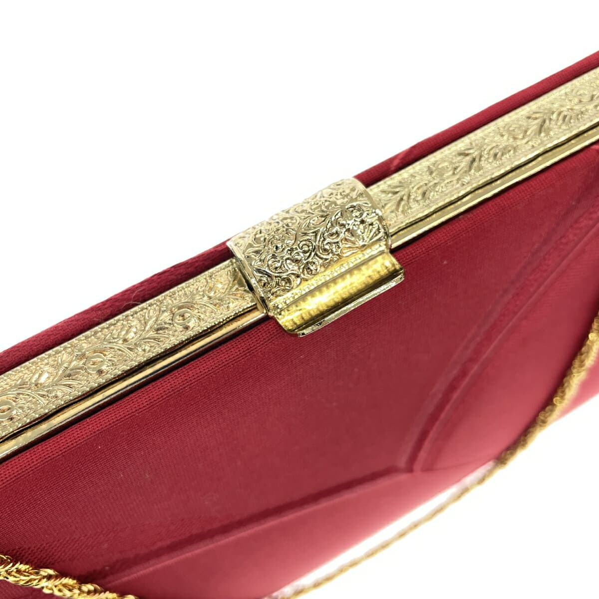 No-brand clasp chain clutch bag, traditional Japanese attire, satin, red, for ladies 6