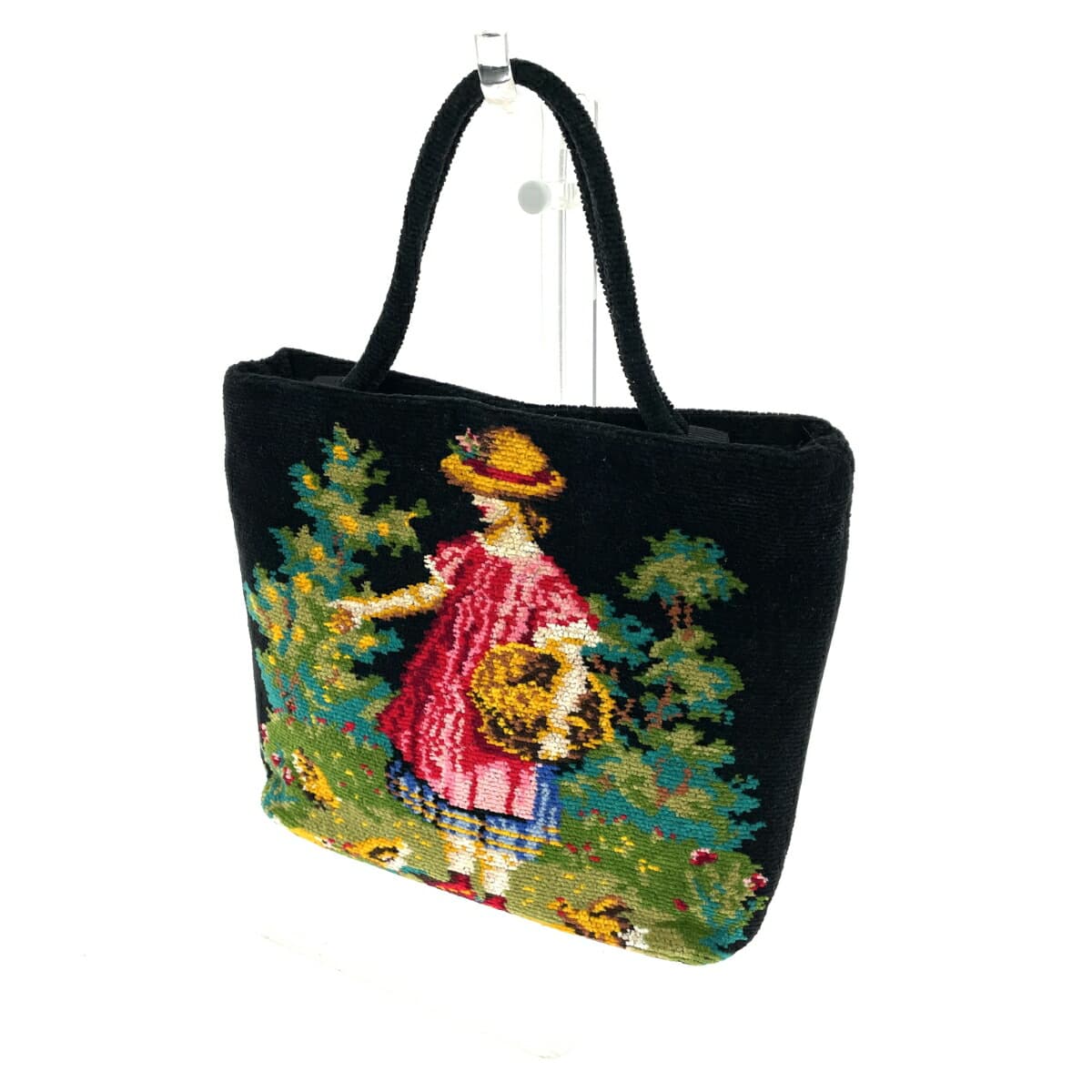 FEILER Mini Tote Bag - Girl, Little Bird, Chenille Weave - Black, Ladies 3