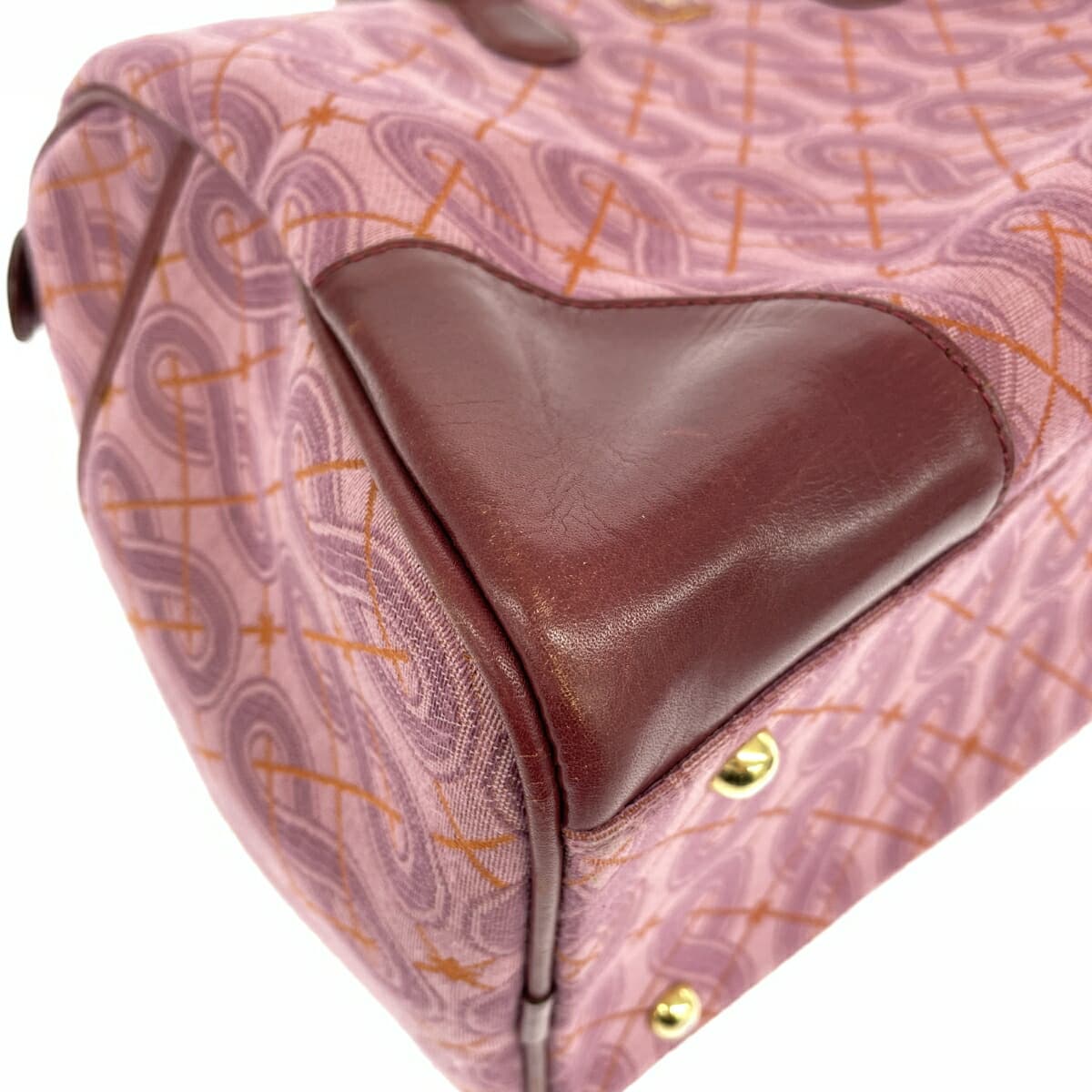 ANNA SUI Boston Bag Jacquard Leather Red/Pink Ladies 10