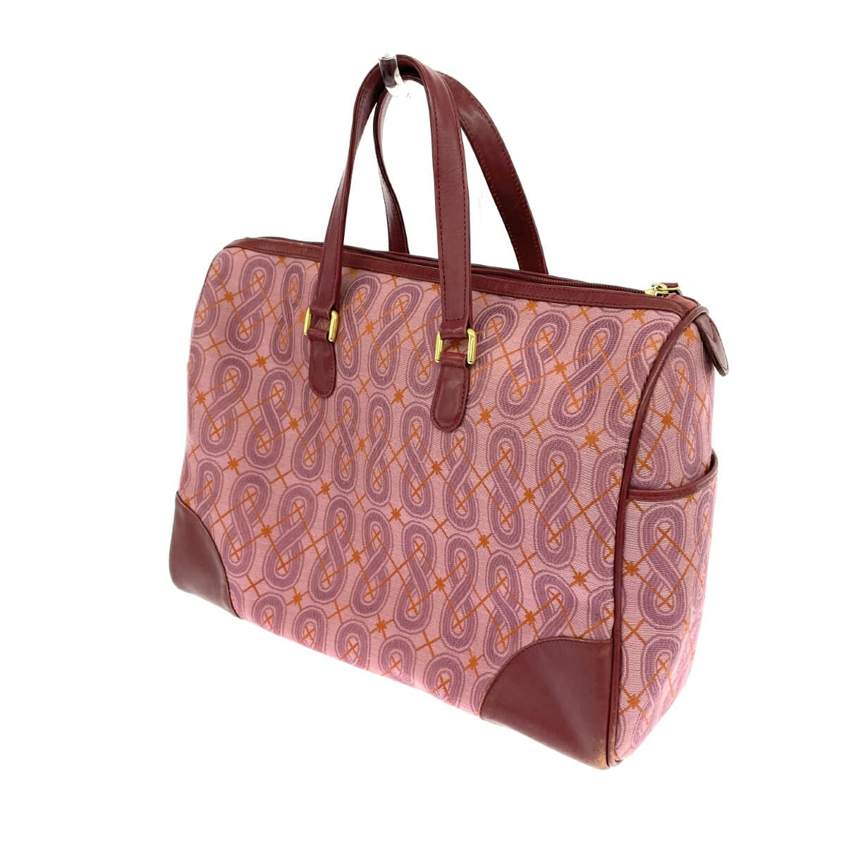 ANNA SUI Boston Bag Jacquard Leather Red/Pink Ladies 3