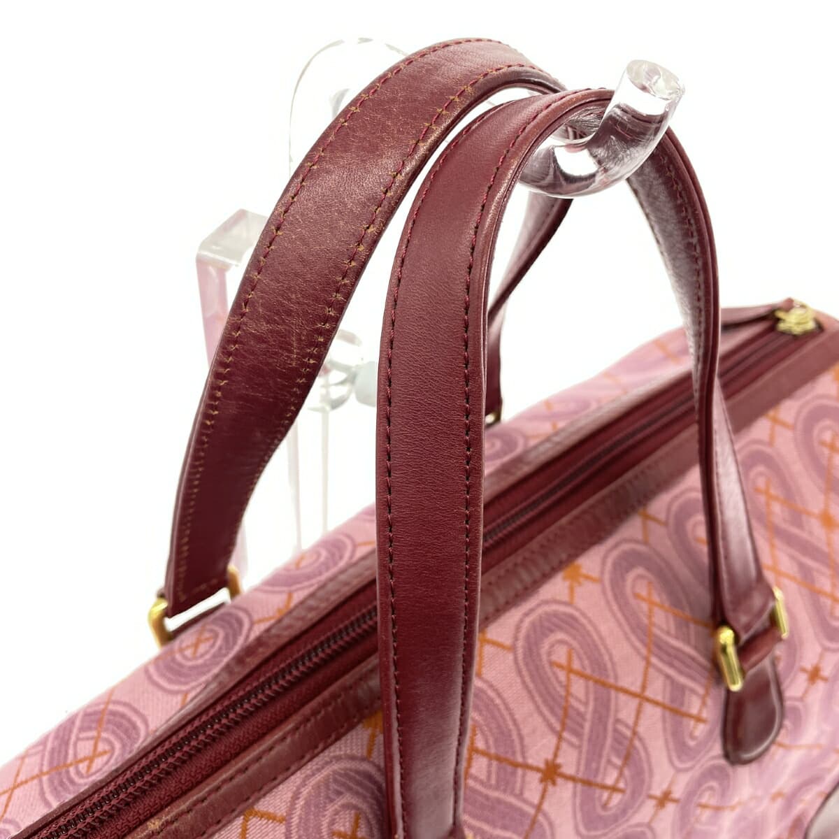 ANNA SUI Boston Bag Jacquard Leather Red/Pink Ladies 4