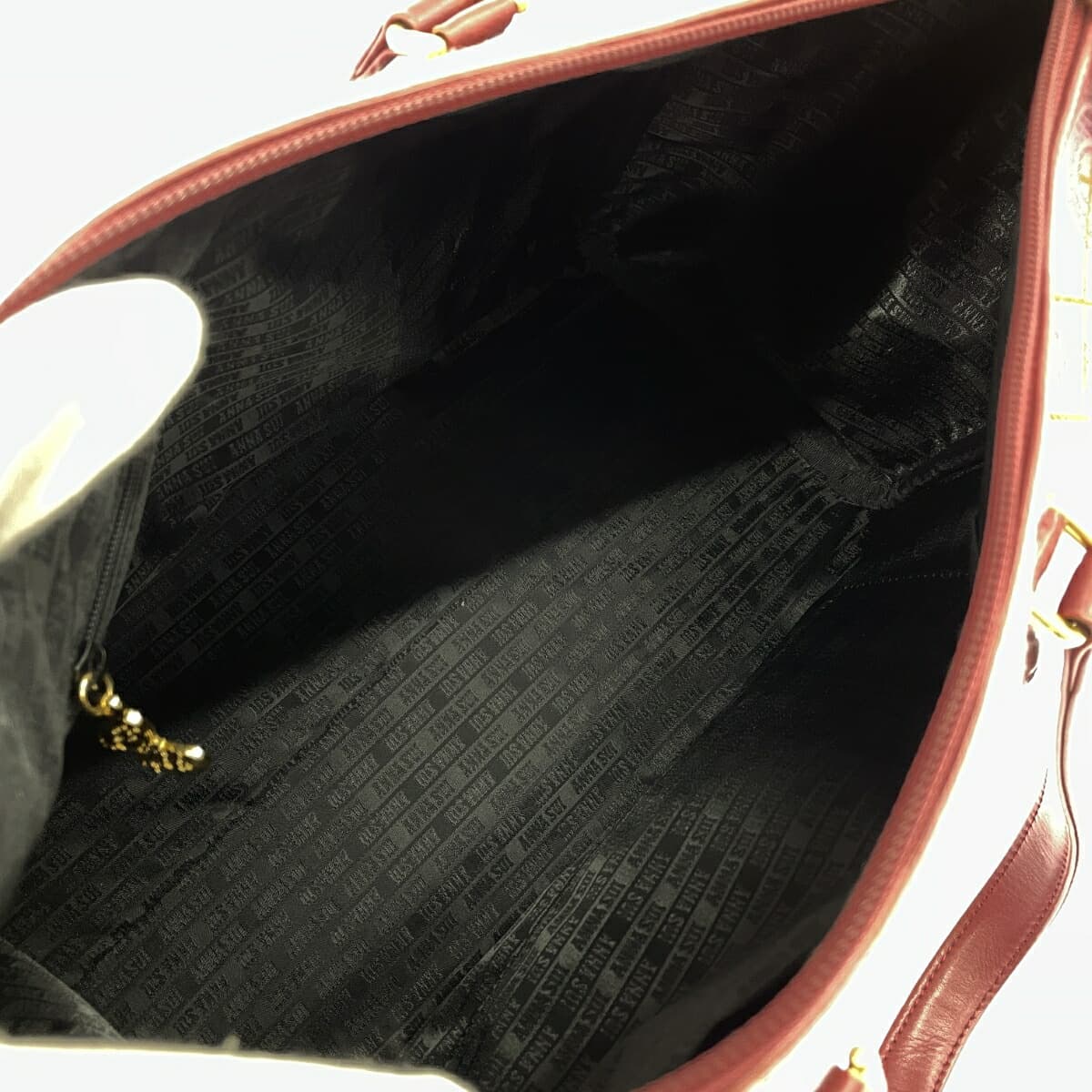 ANNA SUI Boston Bag Jacquard Leather Red/Pink Ladies 6