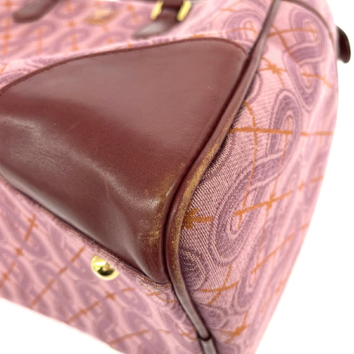 ANNA SUI Boston Bag Jacquard Leather Red/Pink Ladies 8