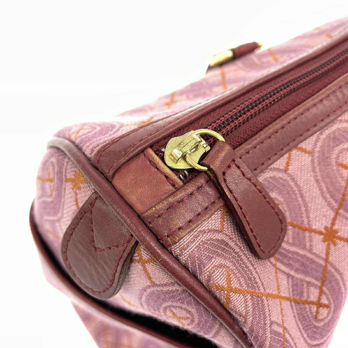 ANNA SUI Boston Bag Jacquard Leather Red/Pink Ladies 9