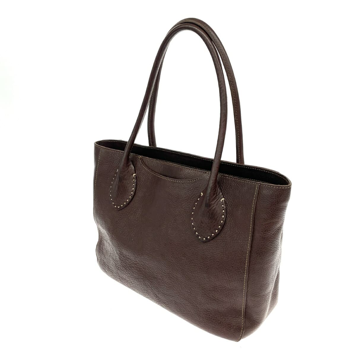 Genten Tote Bag Leather Brown Women's 3