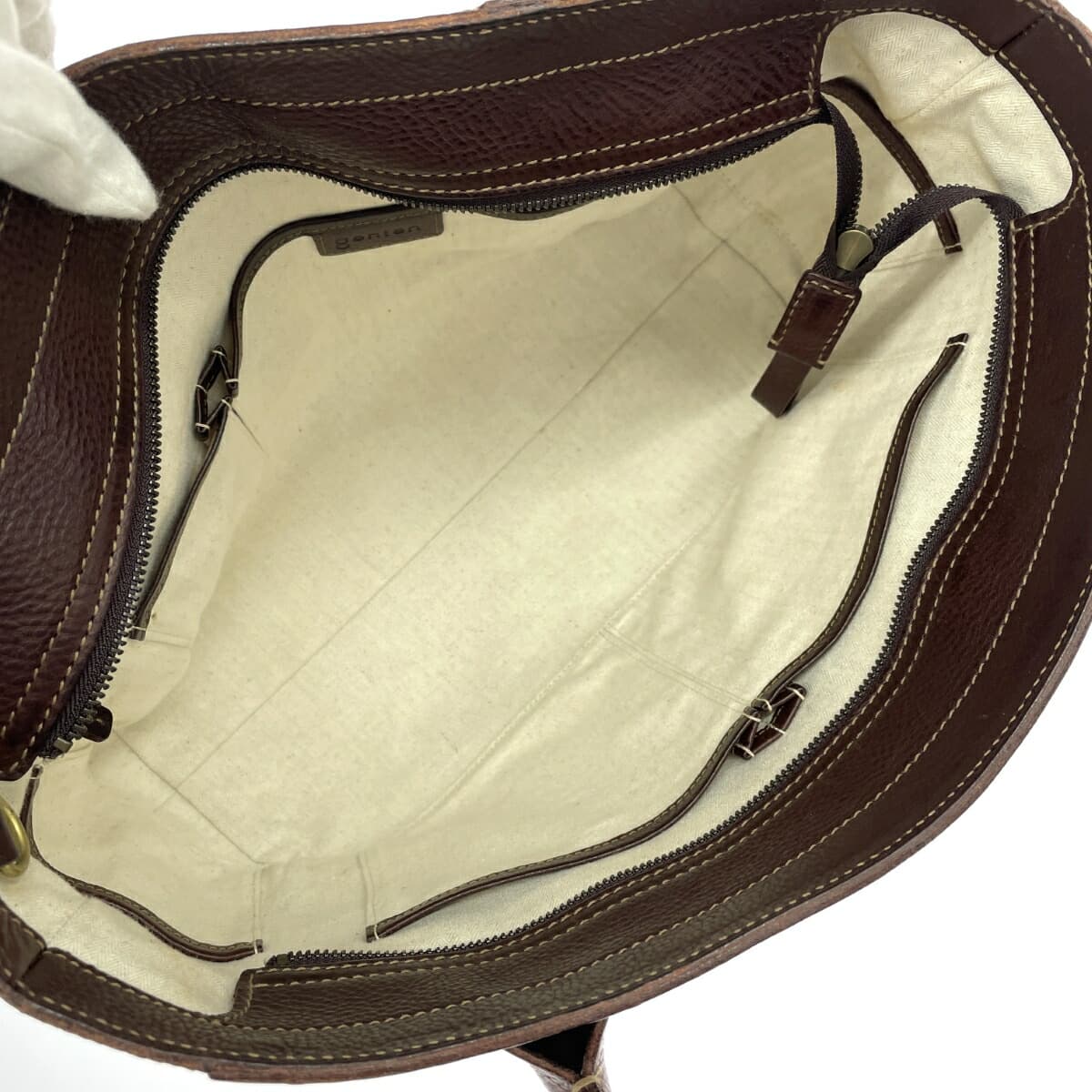 Genten Tote Bag Leather Brown Women's 5