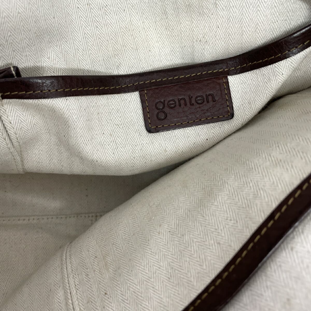 Genten Tote Bag Leather Brown Women's 6