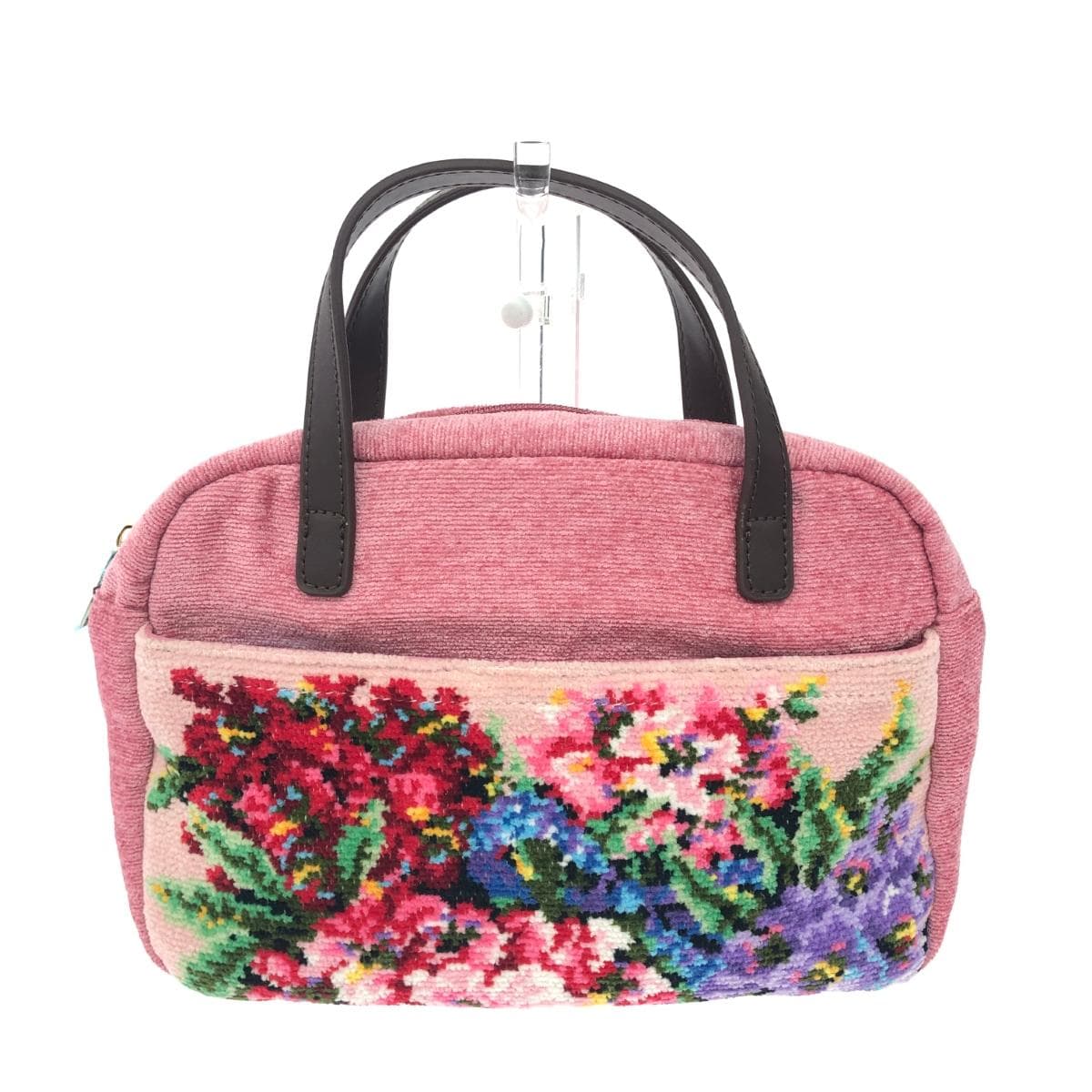 Lake Alster handbag, like new, floral pattern / chenille weave, pink, for ladies