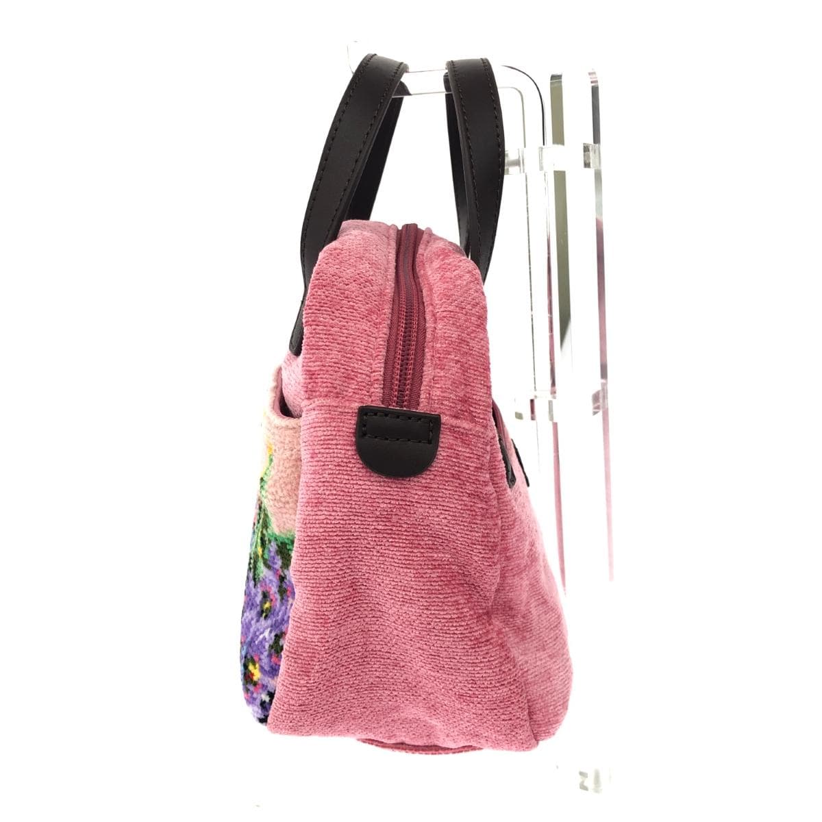 Lake Alster handbag, like new, floral pattern / chenille weave, pink, for ladies 2