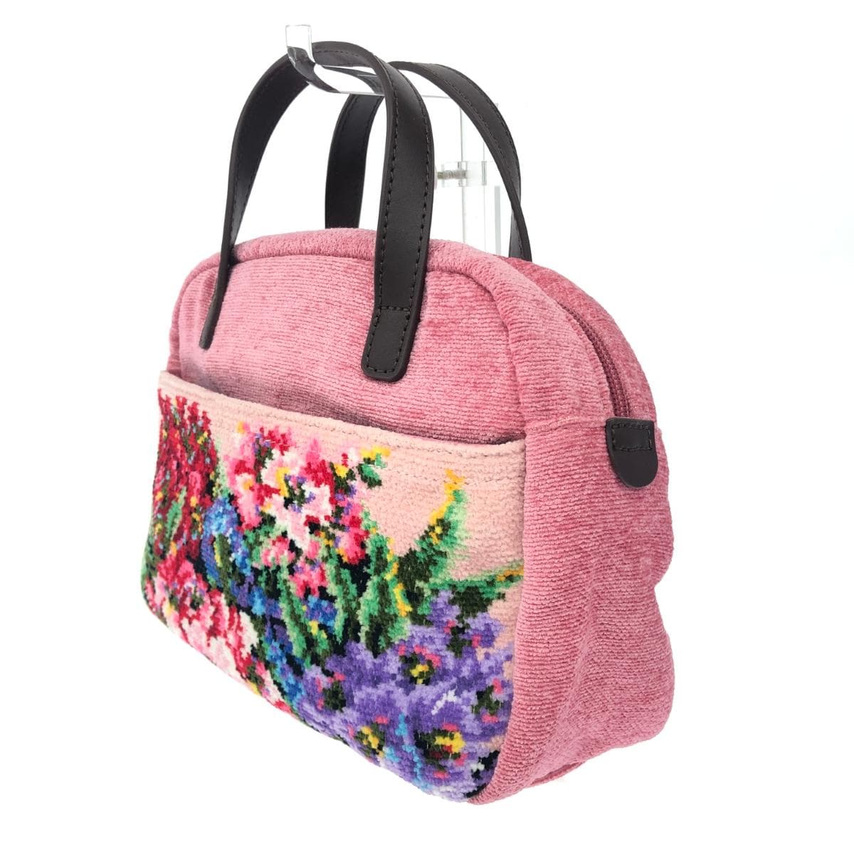 Lake Alster handbag, like new, floral pattern / chenille weave, pink, for ladies 3