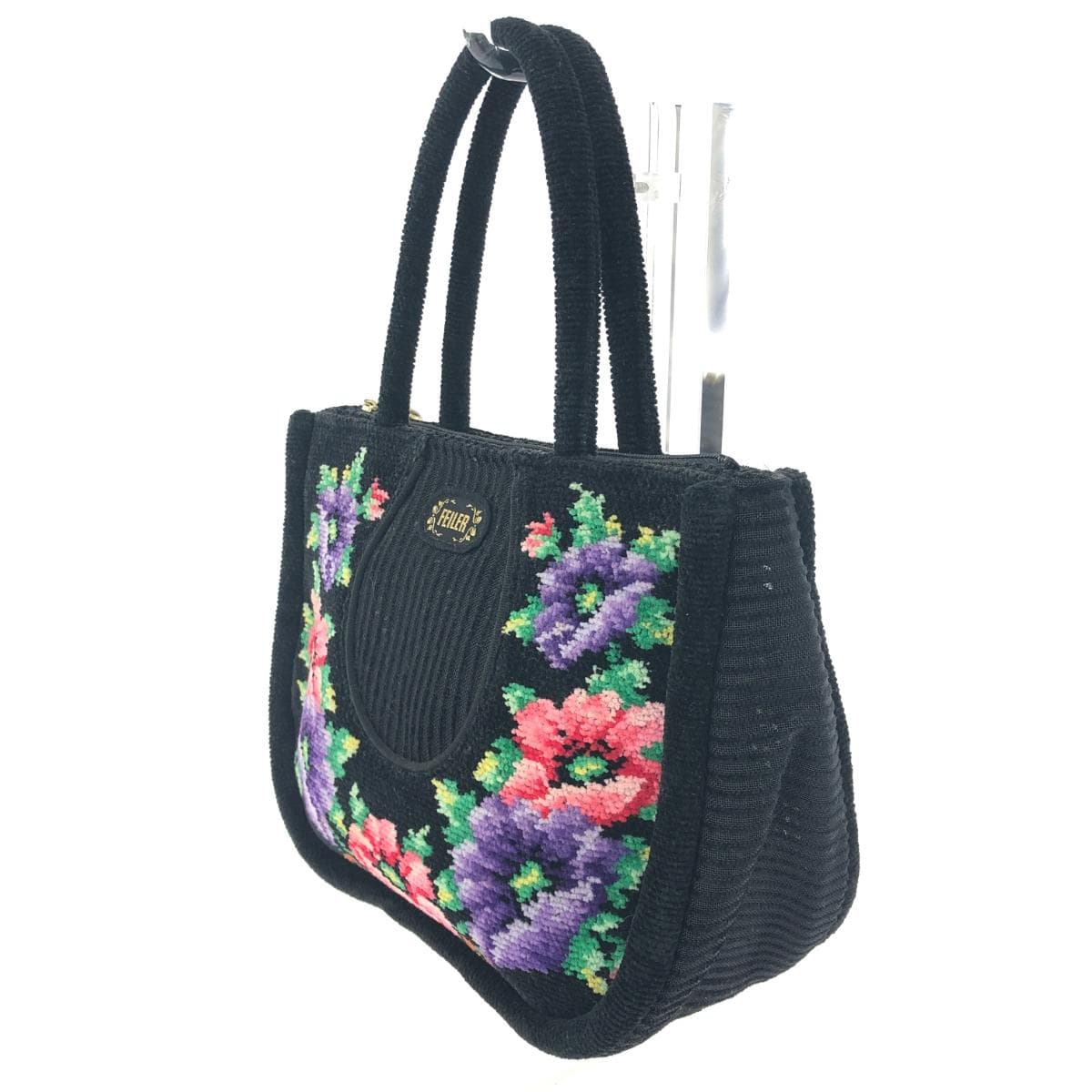 FEILER Tote Bag Poppies / Chenille Weave Black Ladies 3