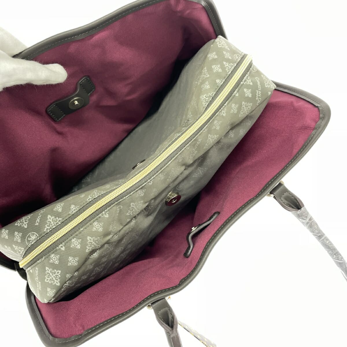 CHRISTIAN OLIVIER Tote Bag Like New Monogram Nylon Gray Women's 9