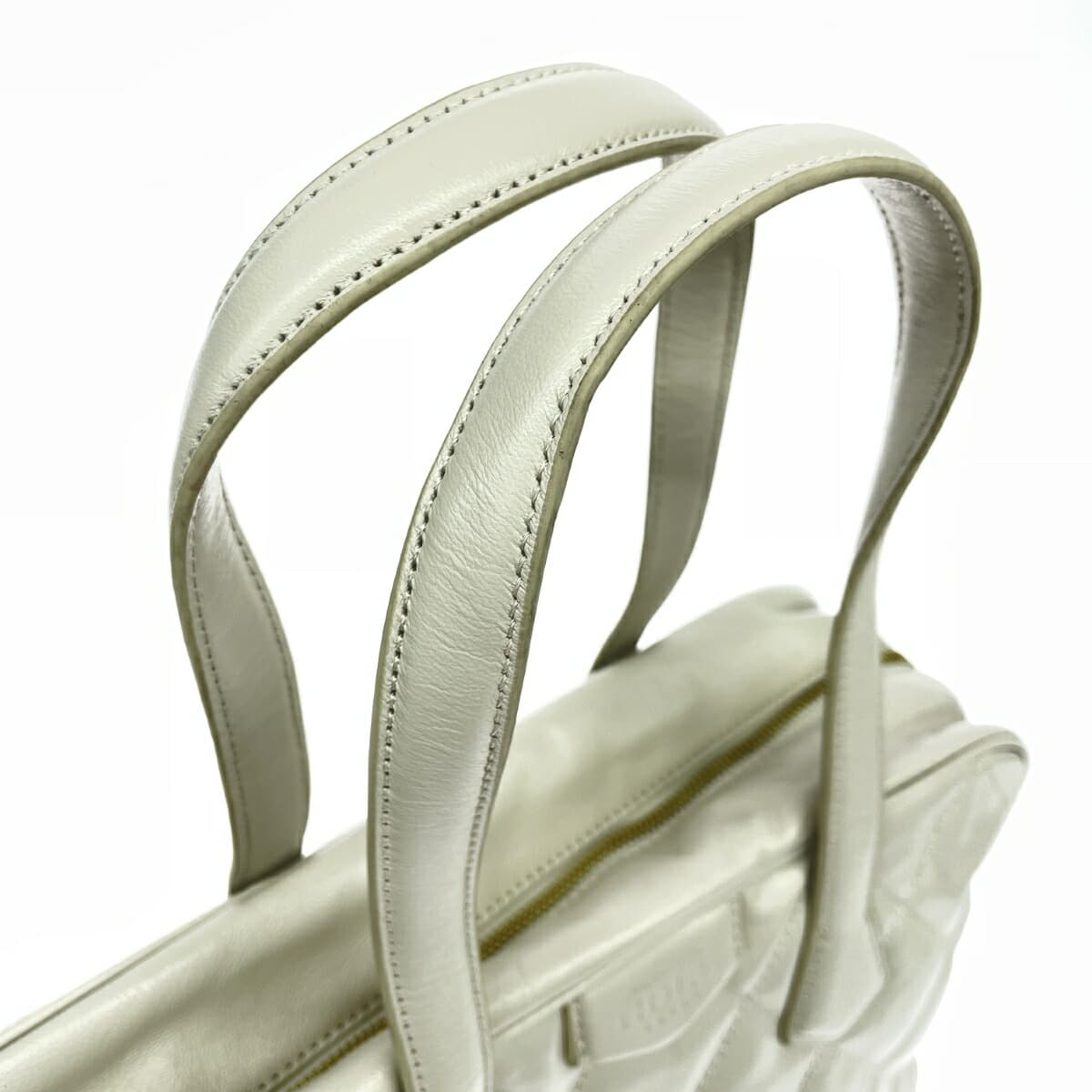 COCOCELUX GOLD 2WAY Boston Bag Good Condition Quilted Diamond Leather Off-White 501AB0341 4