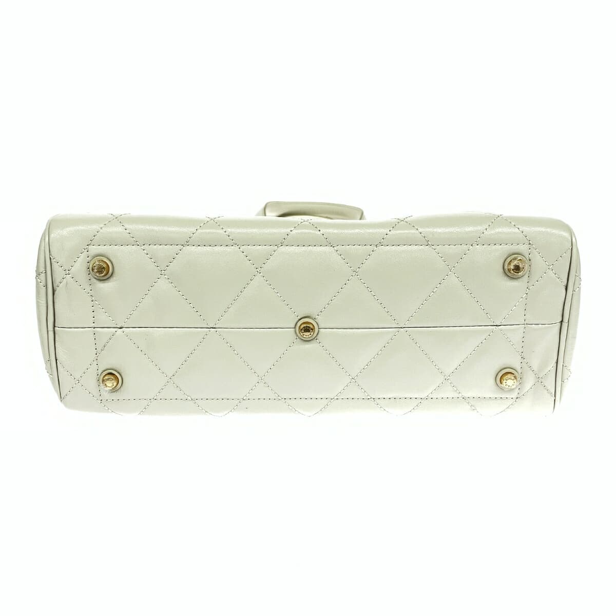 COCOCELUX GOLD 2WAY Boston Bag Good Condition Quilted Diamond Leather Off-White 501AB0341 5