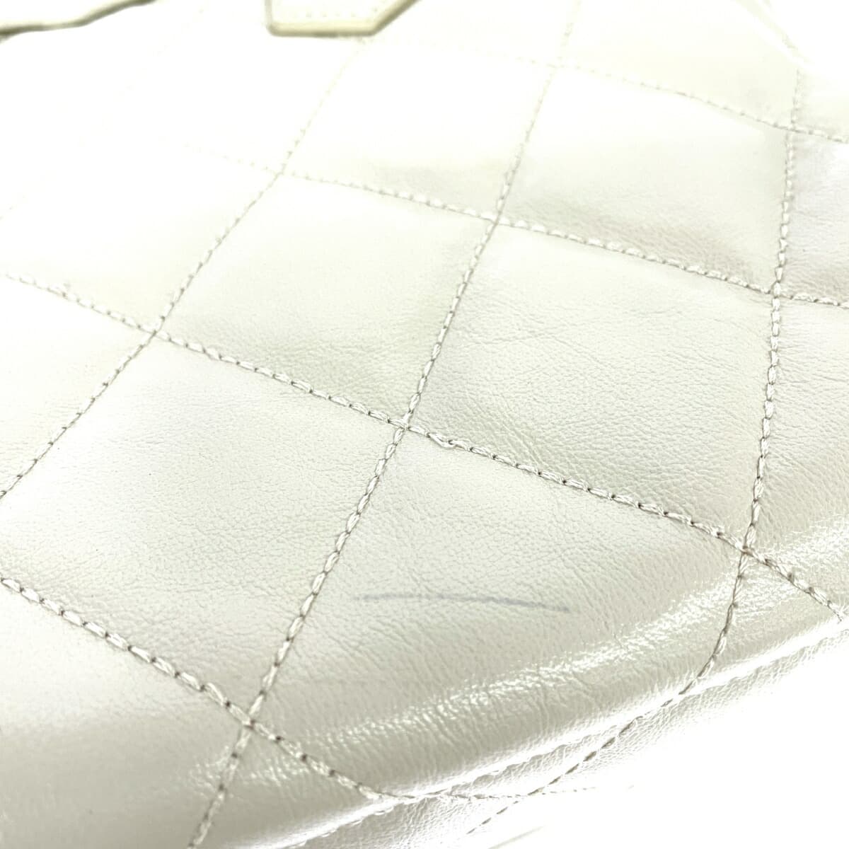 COCOCELUX GOLD 2WAY Boston Bag Good Condition Quilted Diamond Leather Off-White 501AB0341 9