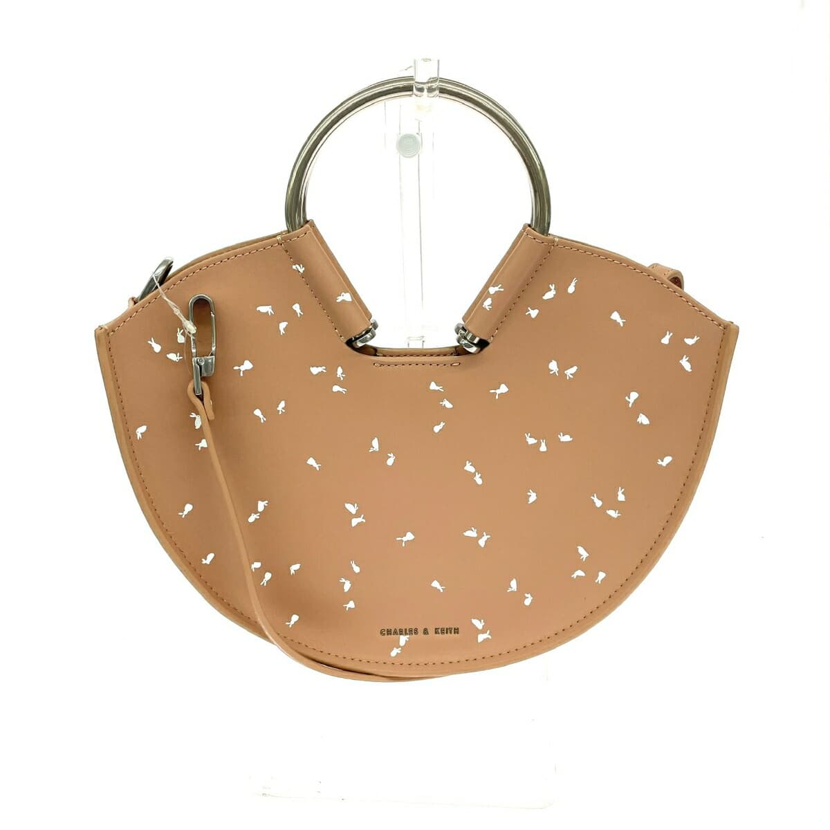 CHARLES&KEITH 2WAY Bag Like New PVC Pink/Beige Women's