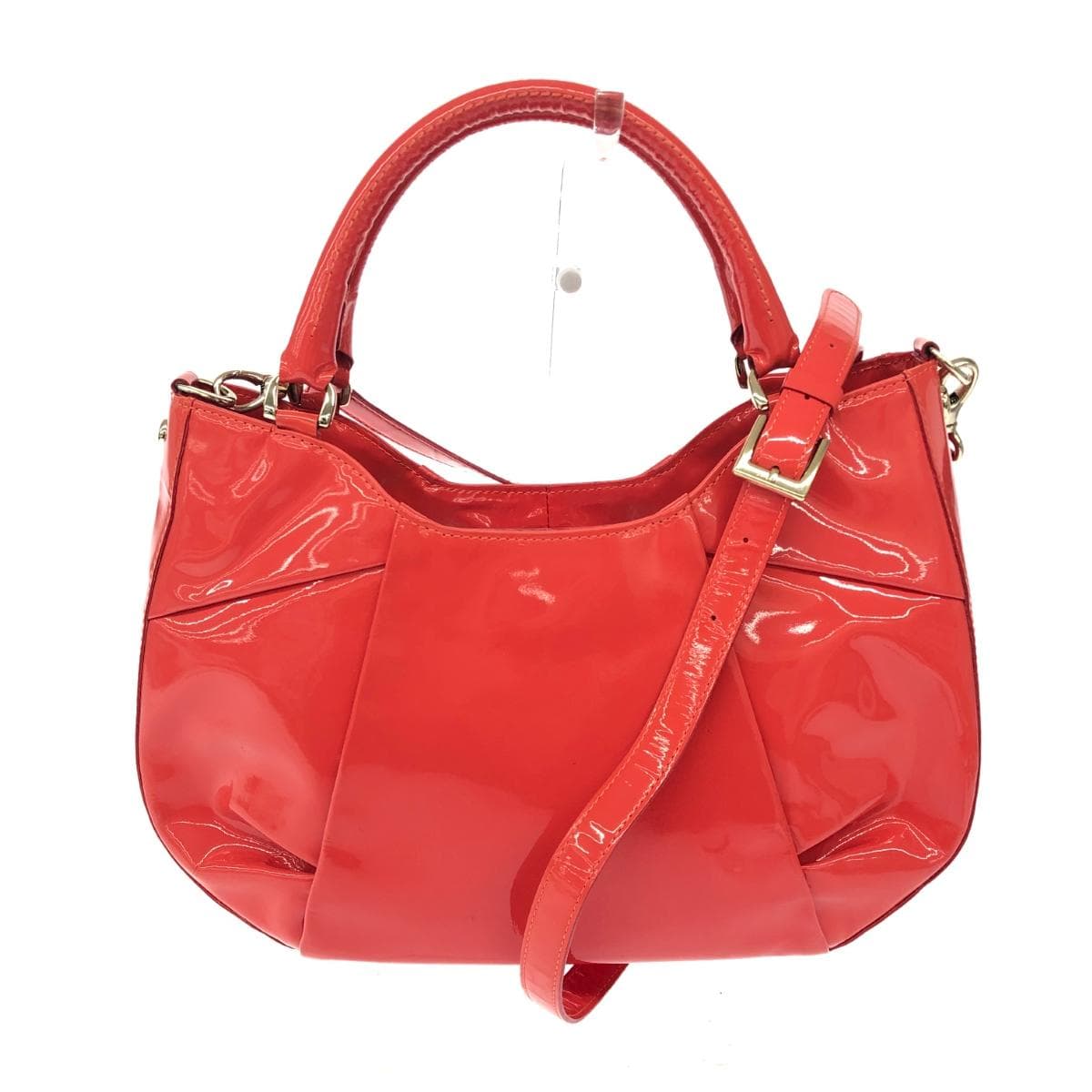 Ginza Kanematsu 2WAY Handbag Enamel Orange Ladies