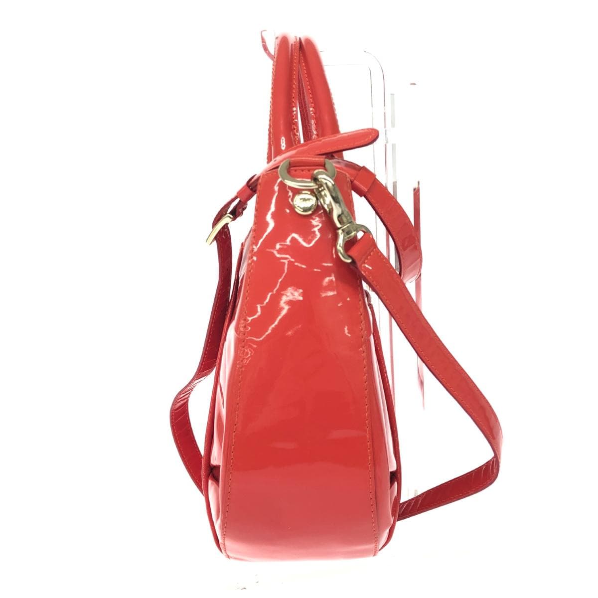 Ginza Kanematsu 2WAY Handbag Enamel Orange Ladies 2