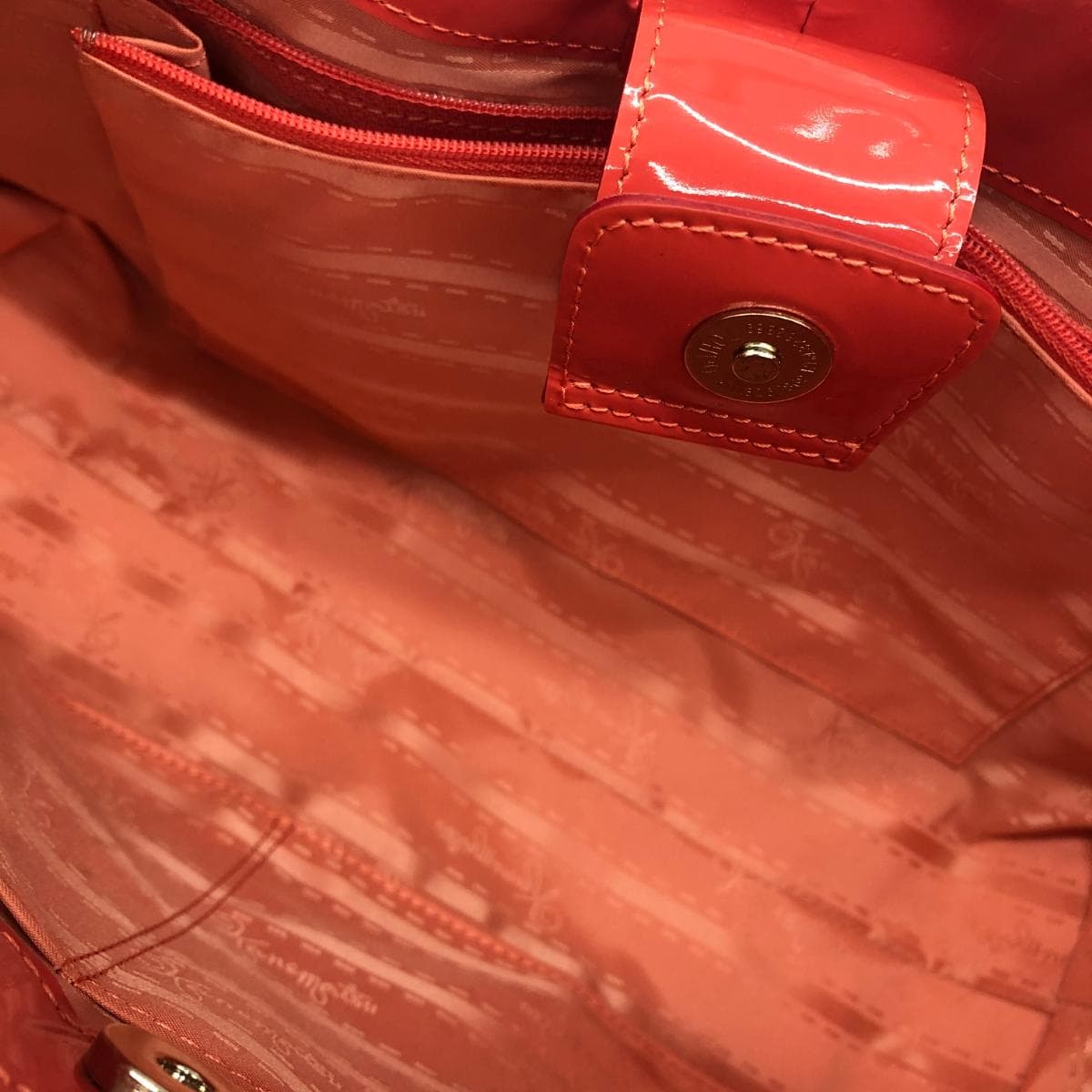 Ginza Kanematsu 2WAY Handbag Enamel Orange Ladies 4
