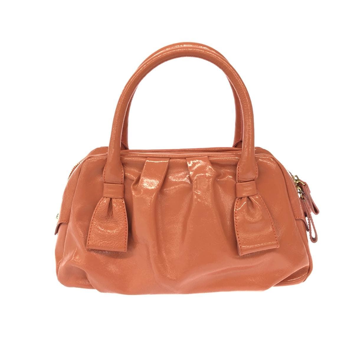 Ginza Kanematsu Handbag Enamel Salmon Pink Pink Ladies