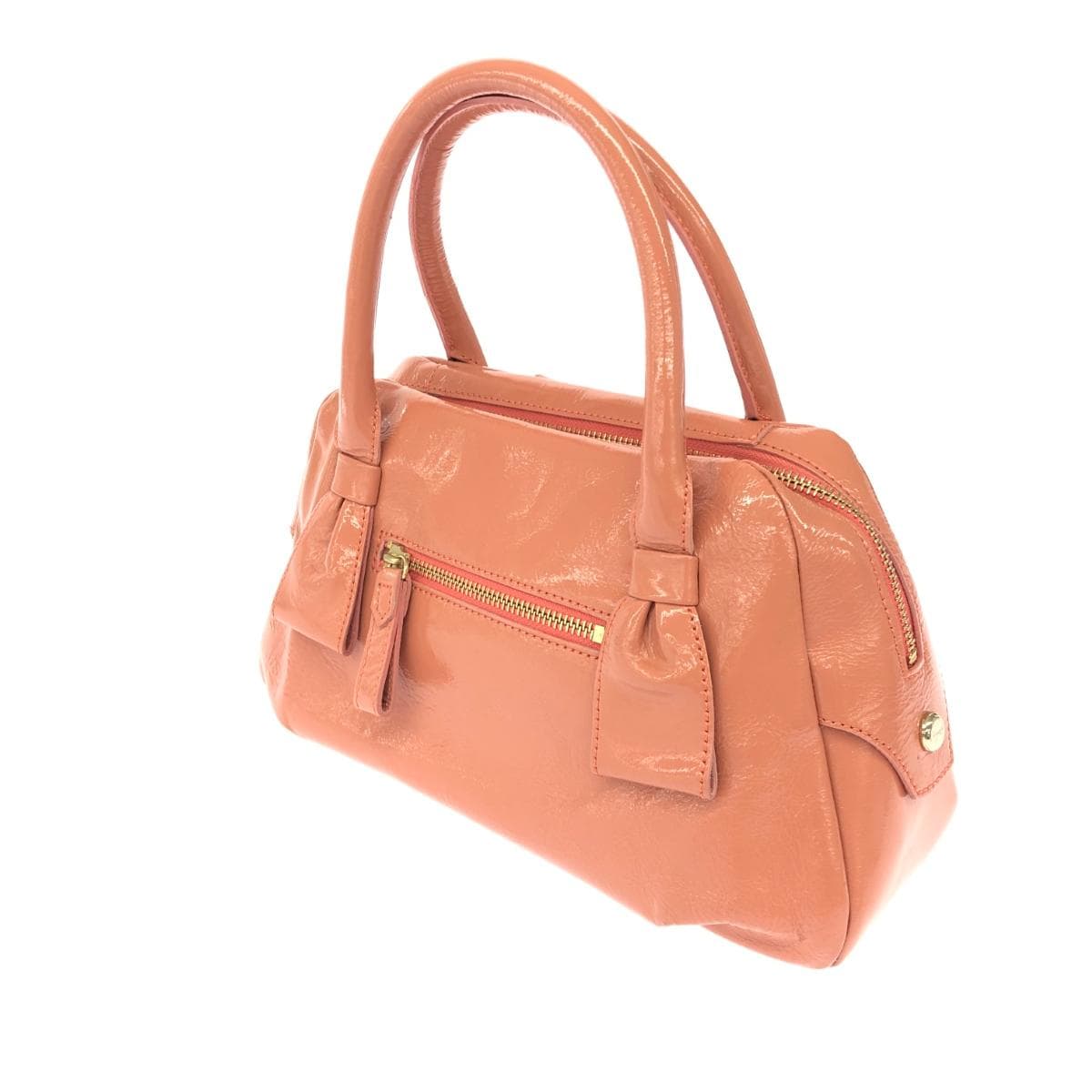 Ginza Kanematsu Handbag Enamel Salmon Pink Pink Ladies 3