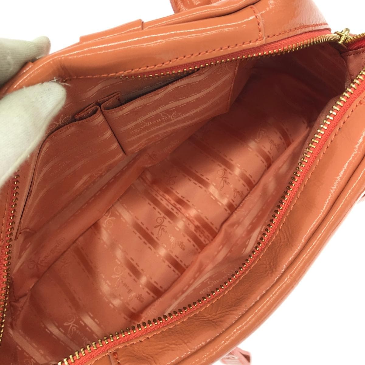Ginza Kanematsu Handbag Enamel Salmon Pink Pink Ladies 6