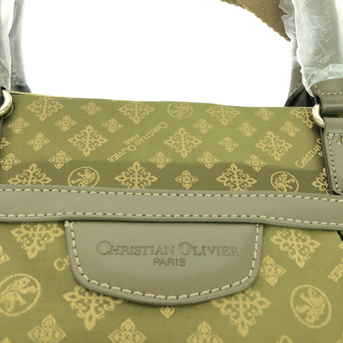 CHRISTIAN OLIVIER 2WAY Tote Bag Like New Monogram Nylon Olive Green Women's 5