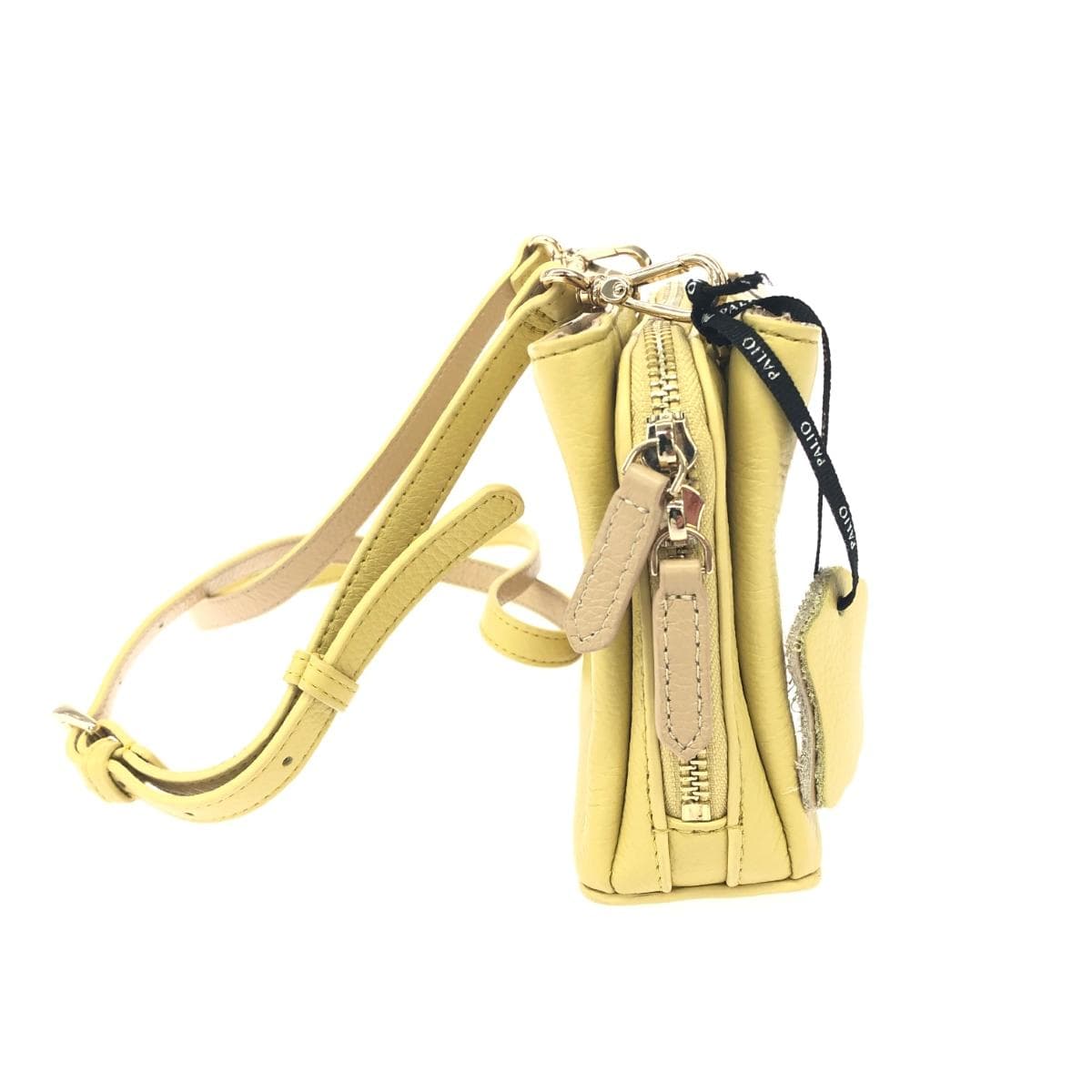 PALIO Mini Shoulder Bag in Good Condition, Leather, Yellow, Women's 2