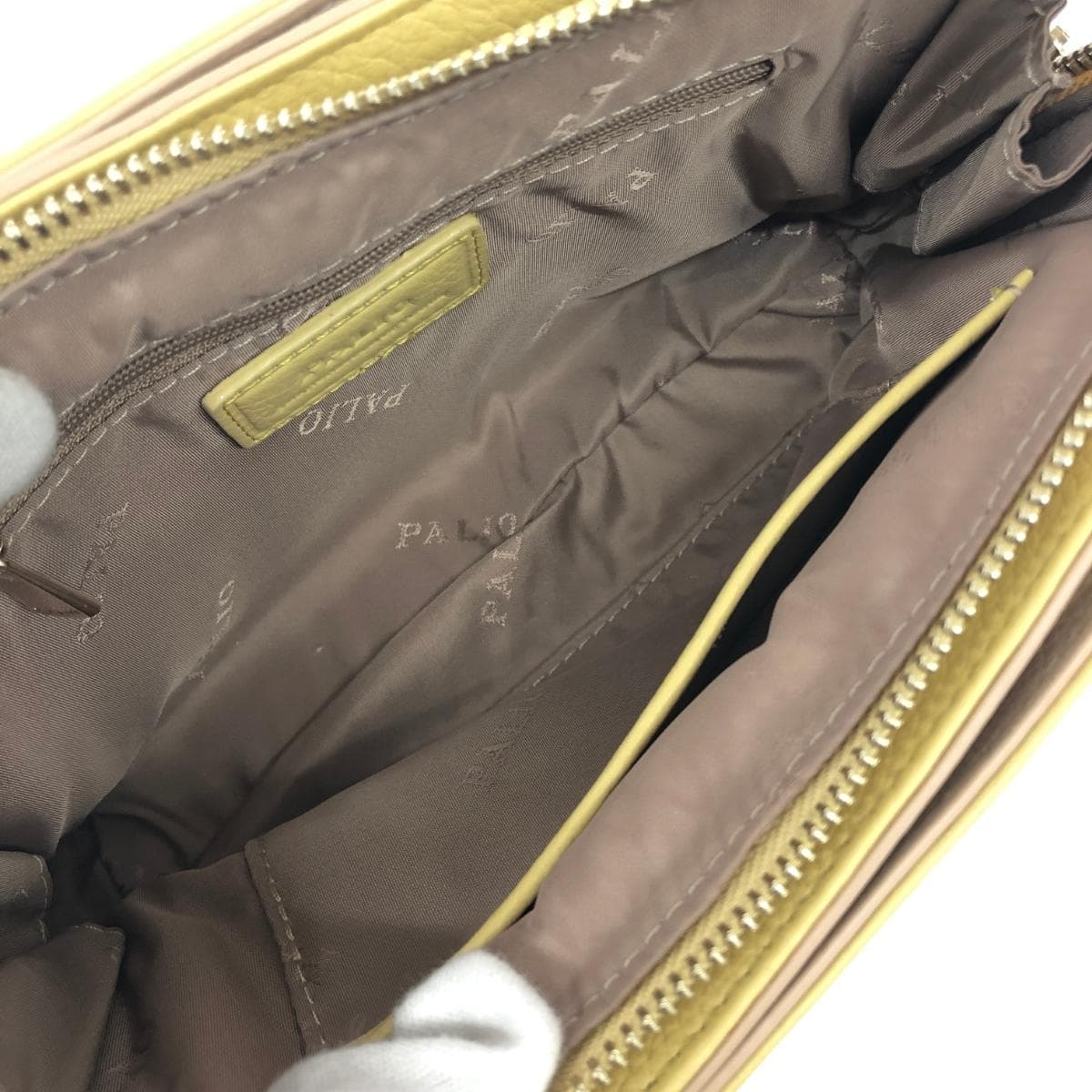 PALIO Mini Shoulder Bag in Good Condition, Leather, Yellow, Women's 6