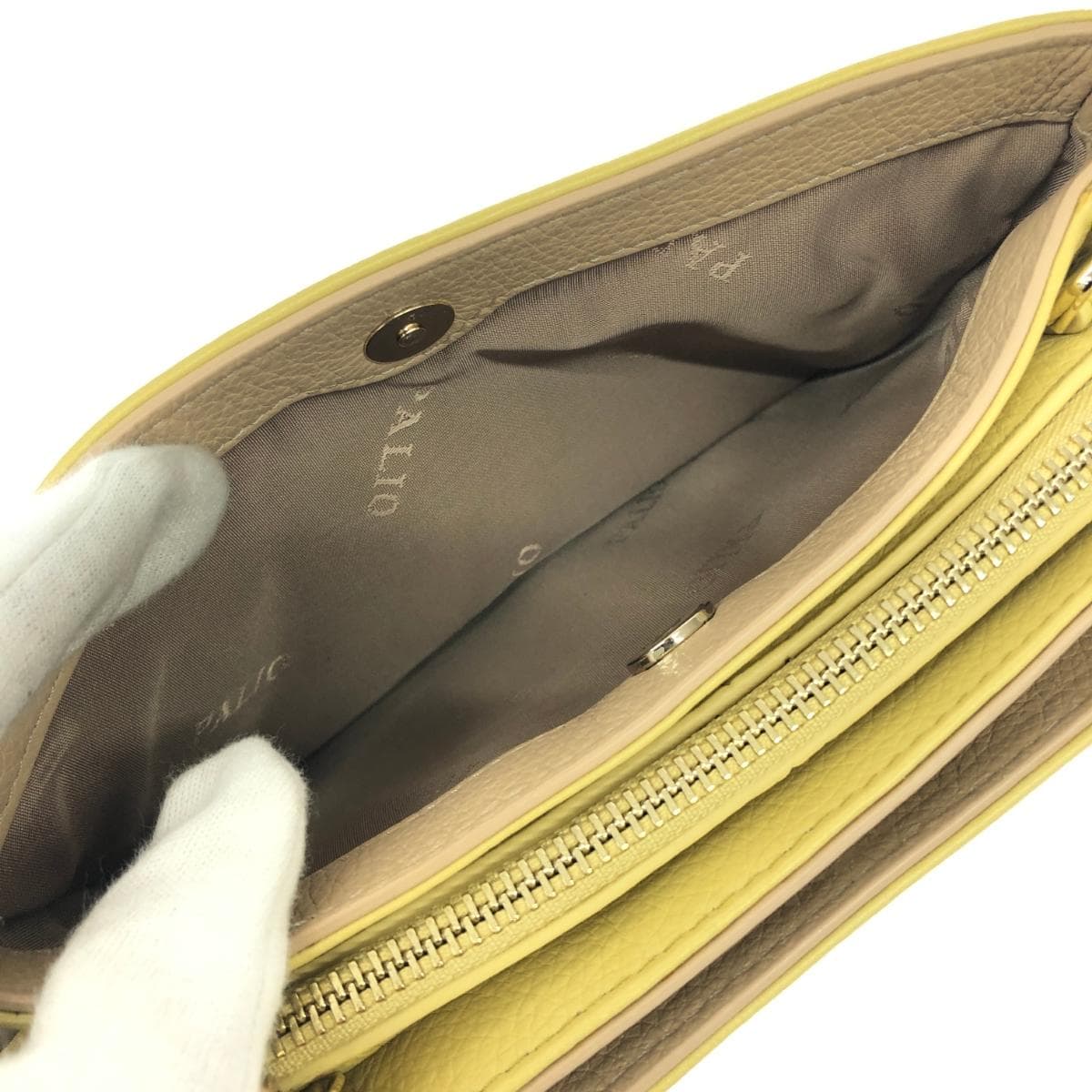 PALIO Mini Shoulder Bag in Good Condition, Leather, Yellow, Women's 7