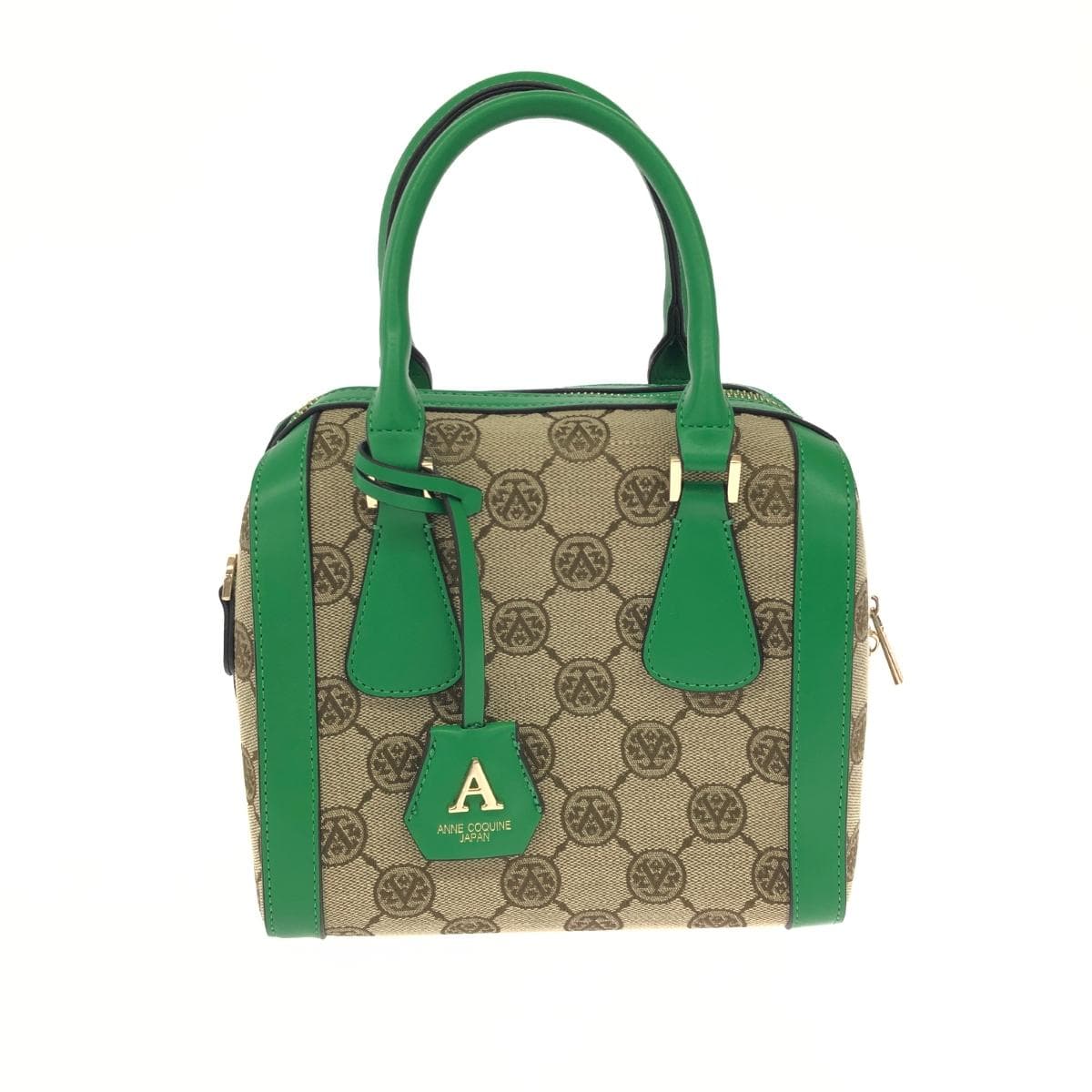 AnneCoquine 2WAY Bag Monogram Jacquard Green/Beige Women's