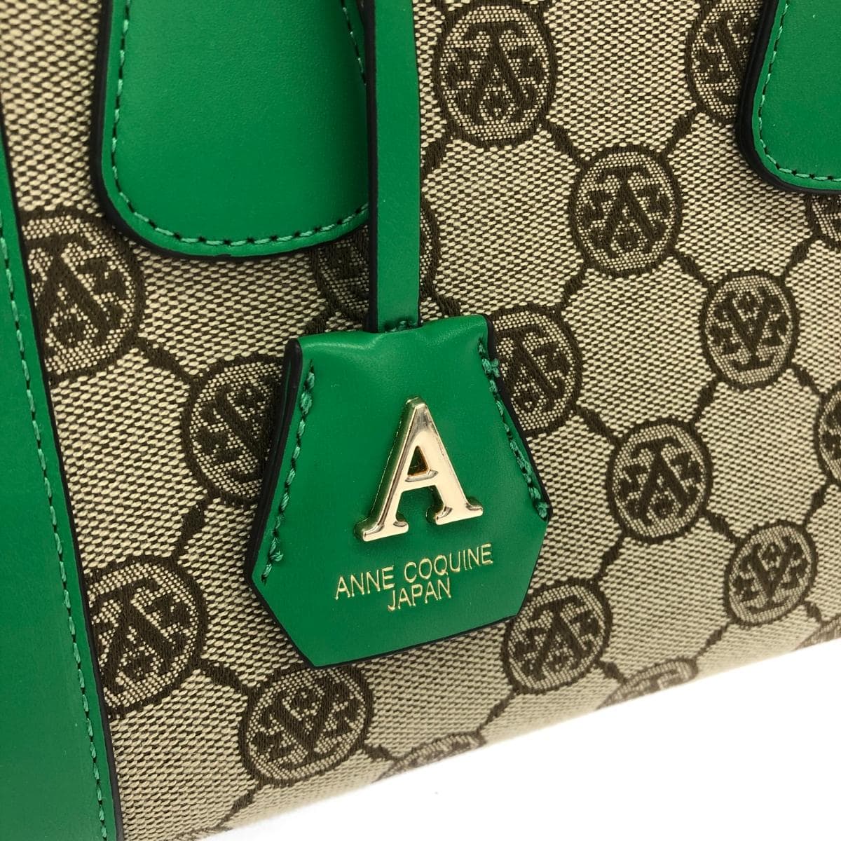 AnneCoquine 2WAY Bag Monogram Jacquard Green/Beige Women's 5
