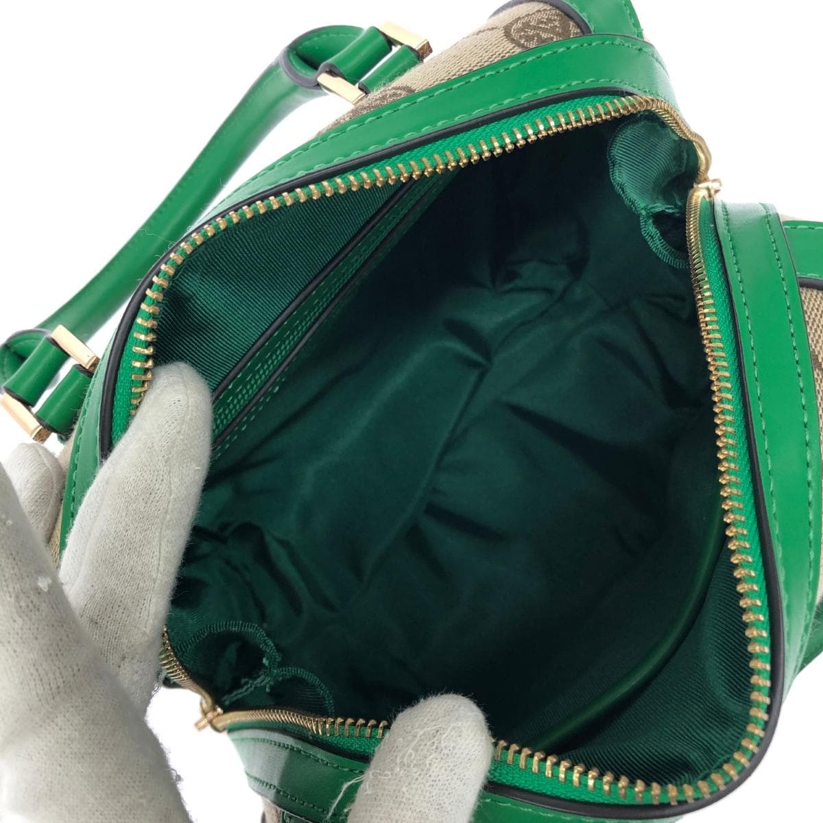 AnneCoquine 2WAY Bag Monogram Jacquard Green/Beige Women's 6