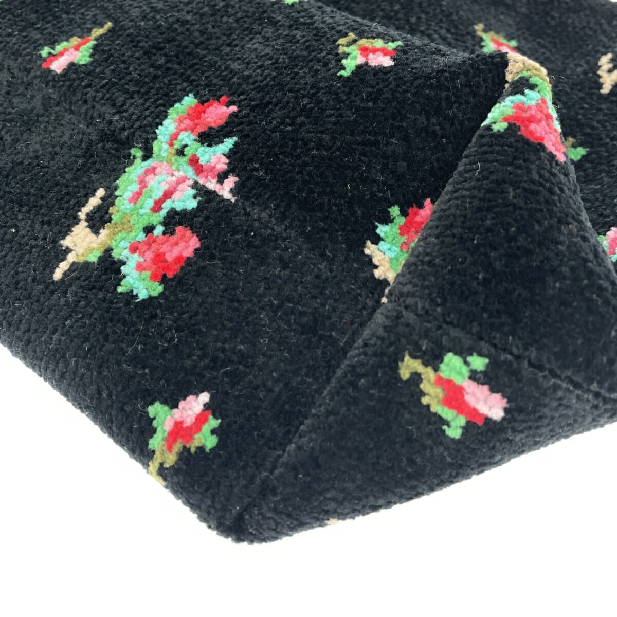 FEILER Handbag Unused Real Roses/Chanel Weave Black Ladies 7