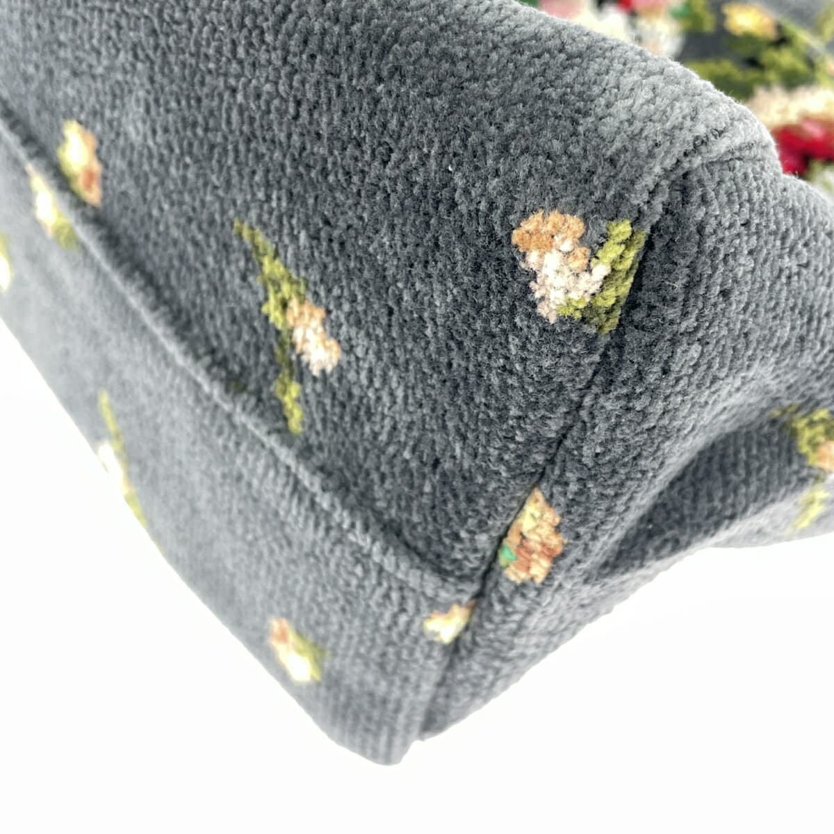 FEILER Mini Boston Bag Like New Moonlight Flower/Chenille Weave Gray Ladies 6