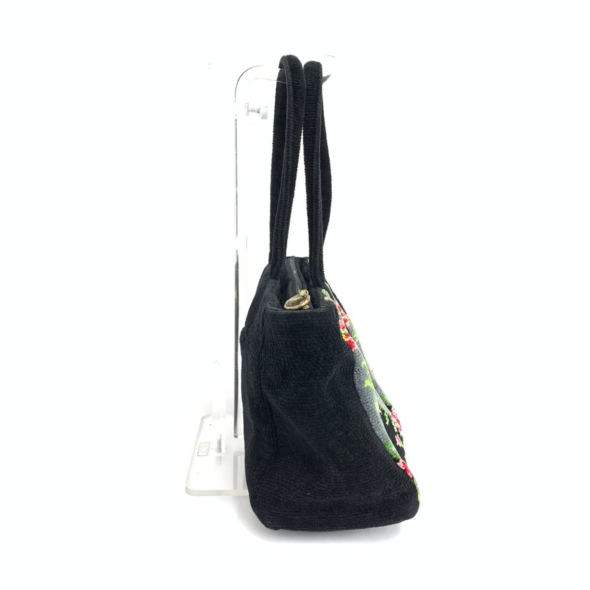 FEILER Tote Bag Floral Pattern Chenille Weave Black Ladies 2