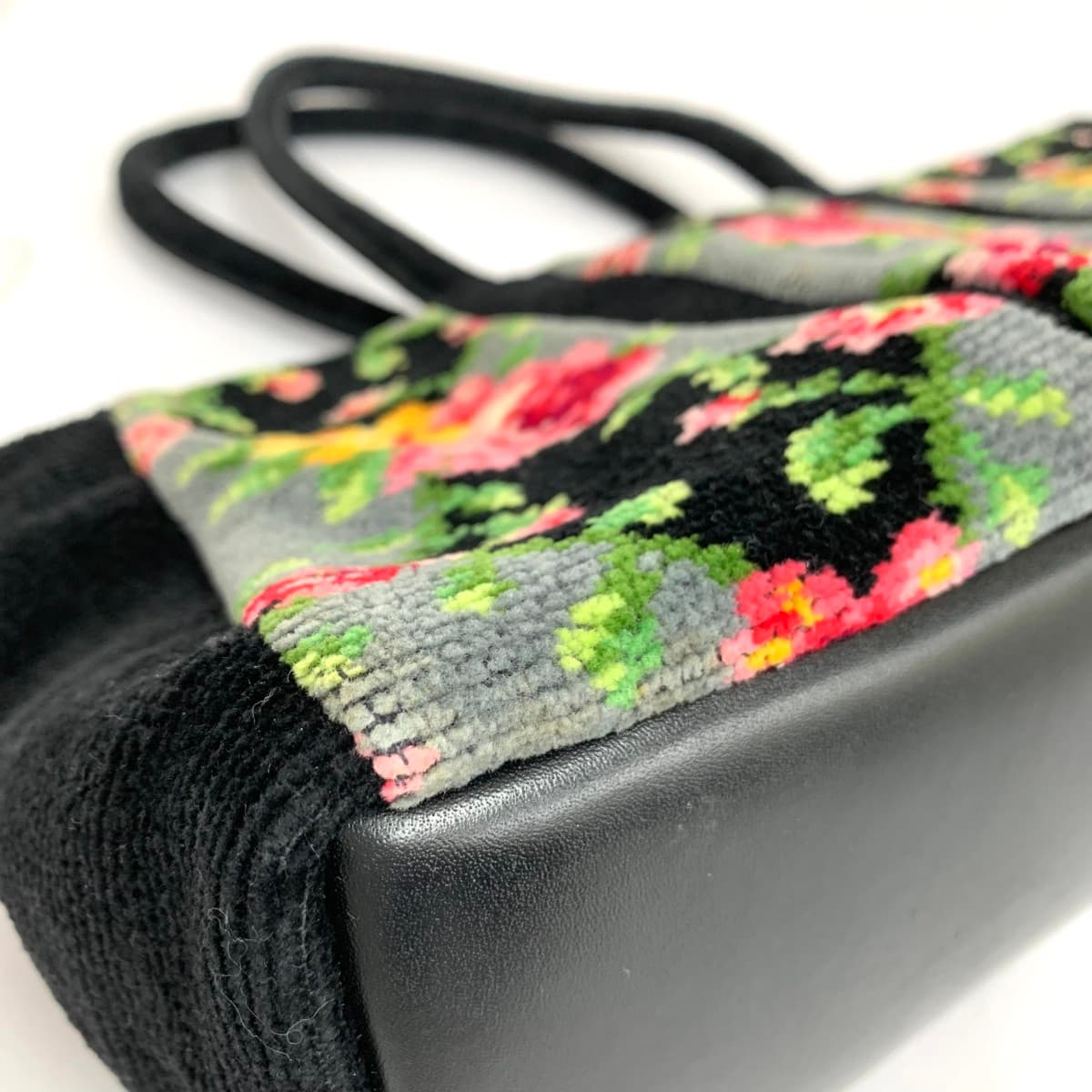 FEILER Tote Bag Floral Pattern Chenille Weave Black Ladies 9