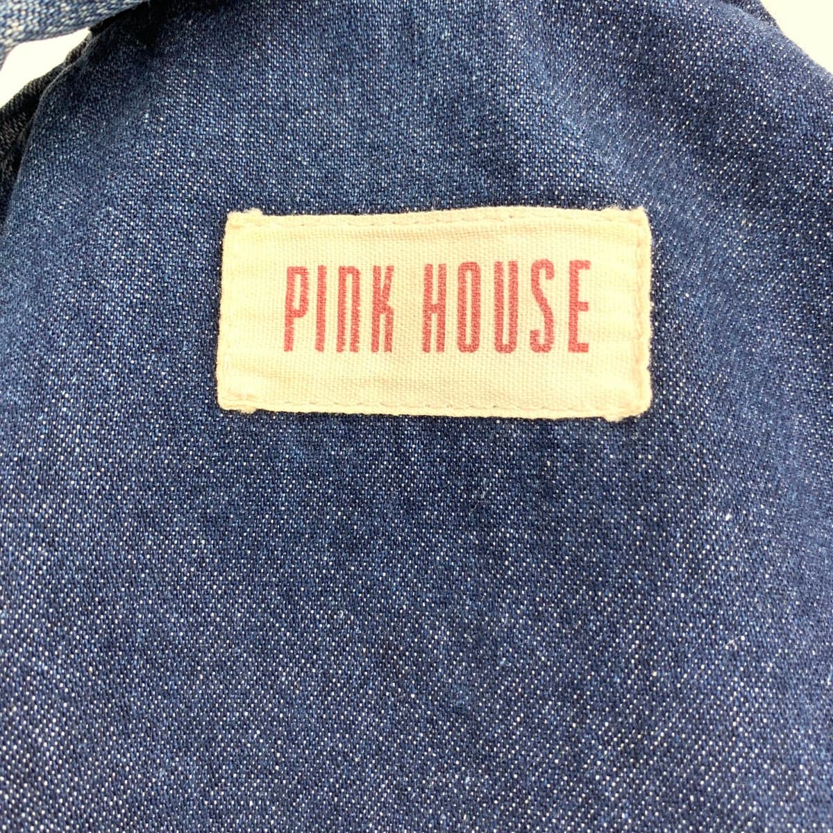 PINK HOUSE Backpack Logo Patch Denim Vintage Navy Ladies 5