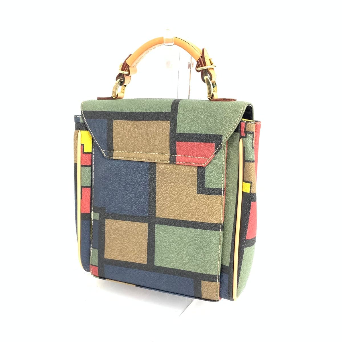 Diana Deste 2WAY Handbag Geometric Pattern PVC Multicolor Ladies 3