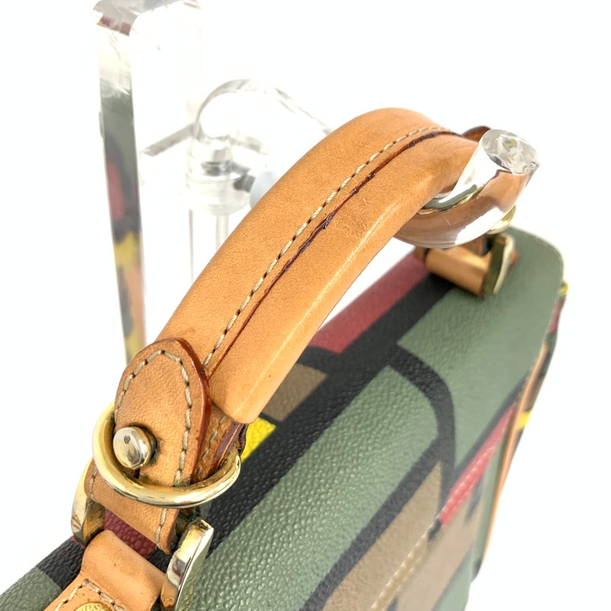 Diana Deste 2WAY Handbag Geometric Pattern PVC Multicolor Ladies 4