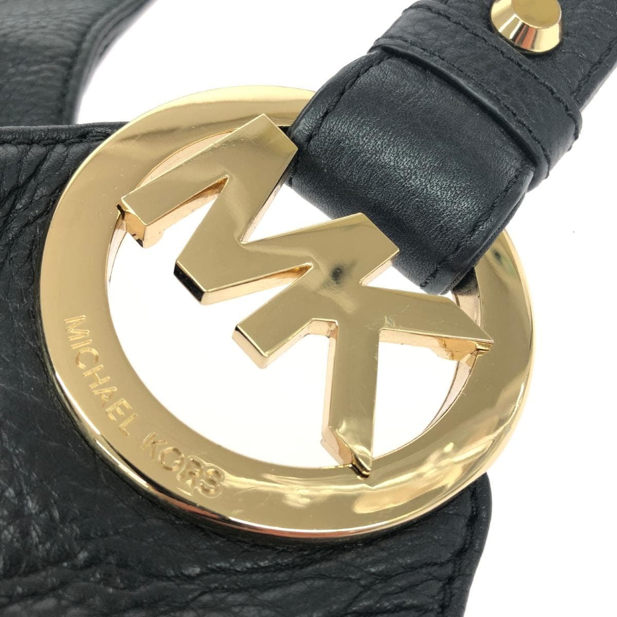 MICHAEL KORS One Shoulder Bag MK Logo / Circle Hardware / Leather / Black 5