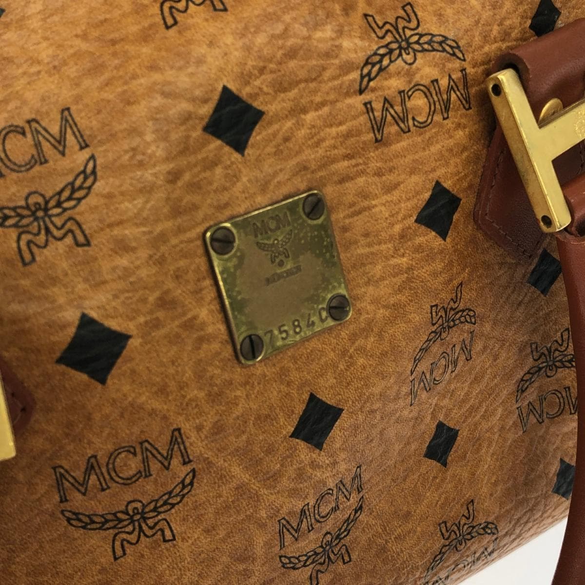 MCM 2WAY Mini Boston Bag Viscose/PVC Brown Unisex 10