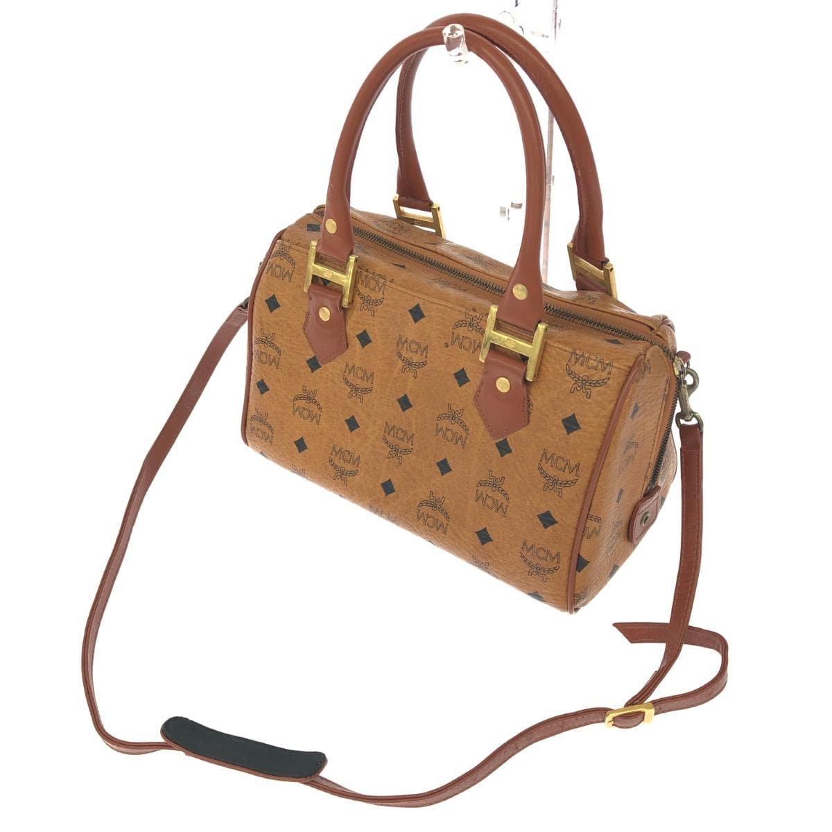 MCM 2WAY Mini Boston Bag Viscose/PVC Brown Unisex 3