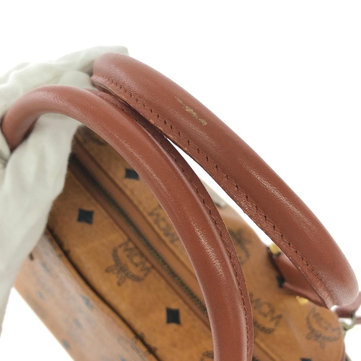 MCM 2WAY Mini Boston Bag Viscose/PVC Brown Unisex 4